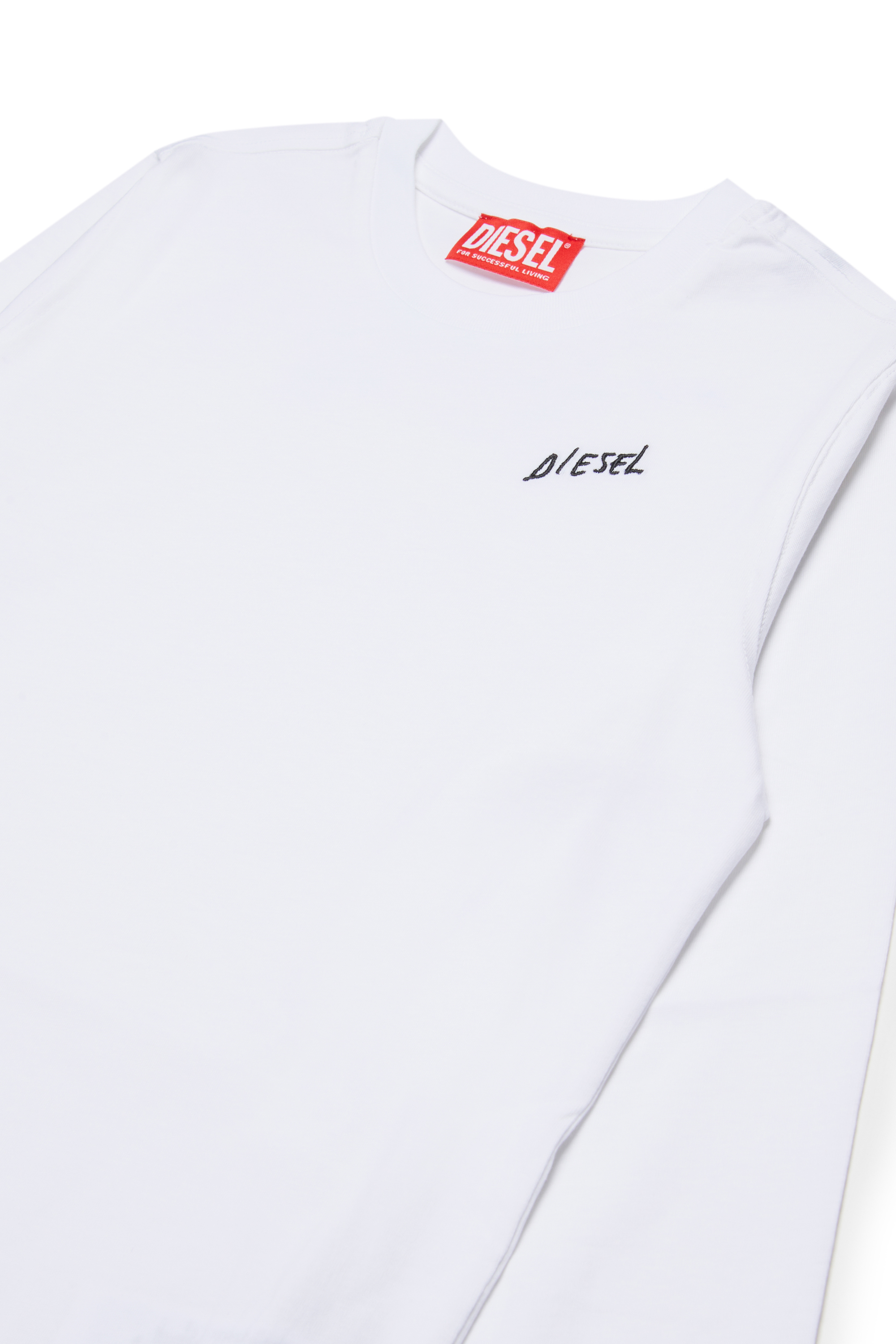 Diesel - TDIEGOSB22LS, T-shirt in cotone con logo ricamato Uomo in Bianco - 3