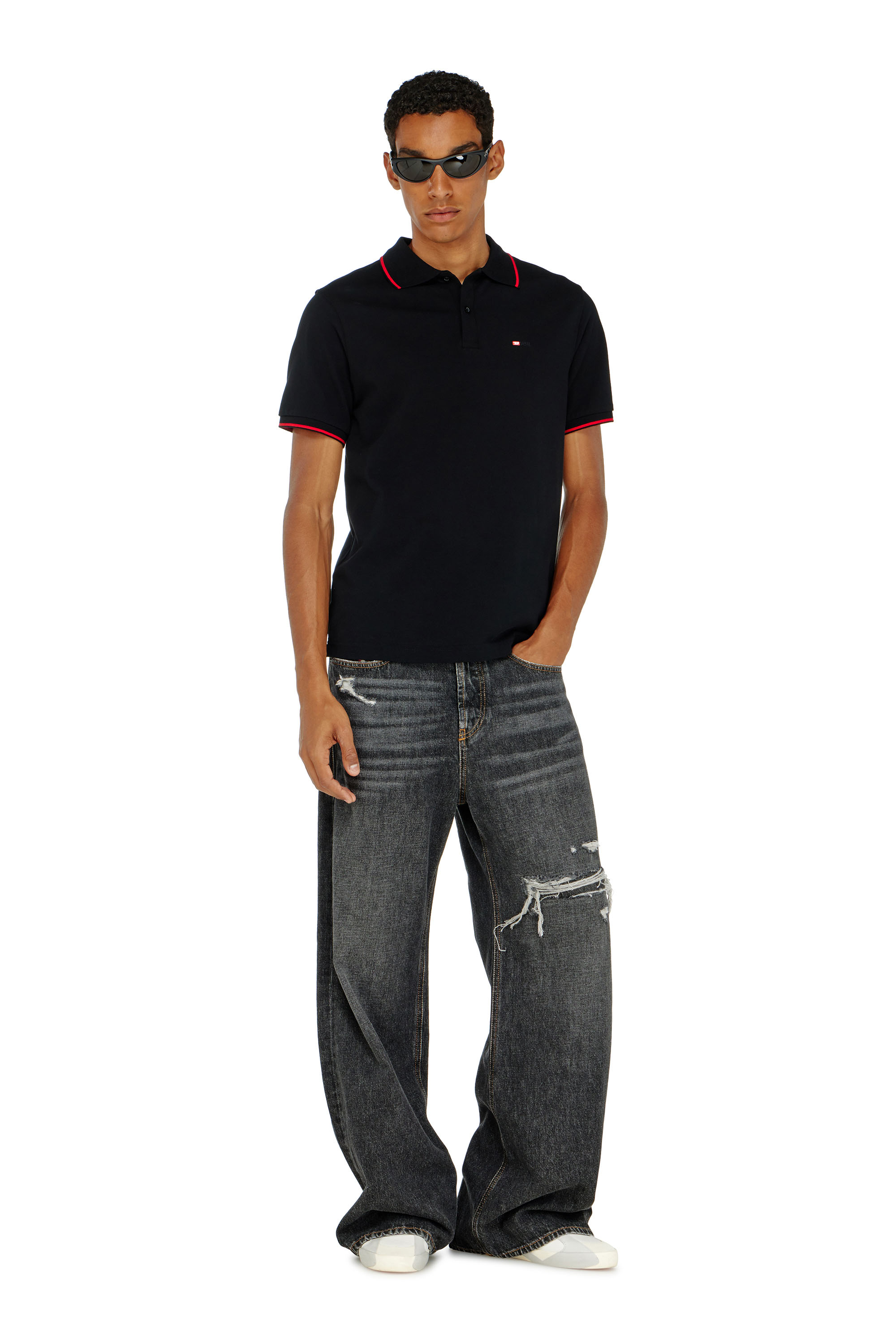 Diesel - T-FERRY-MICRODIV, Polo con micro ricamo Diesel Uomo in Nero - 2