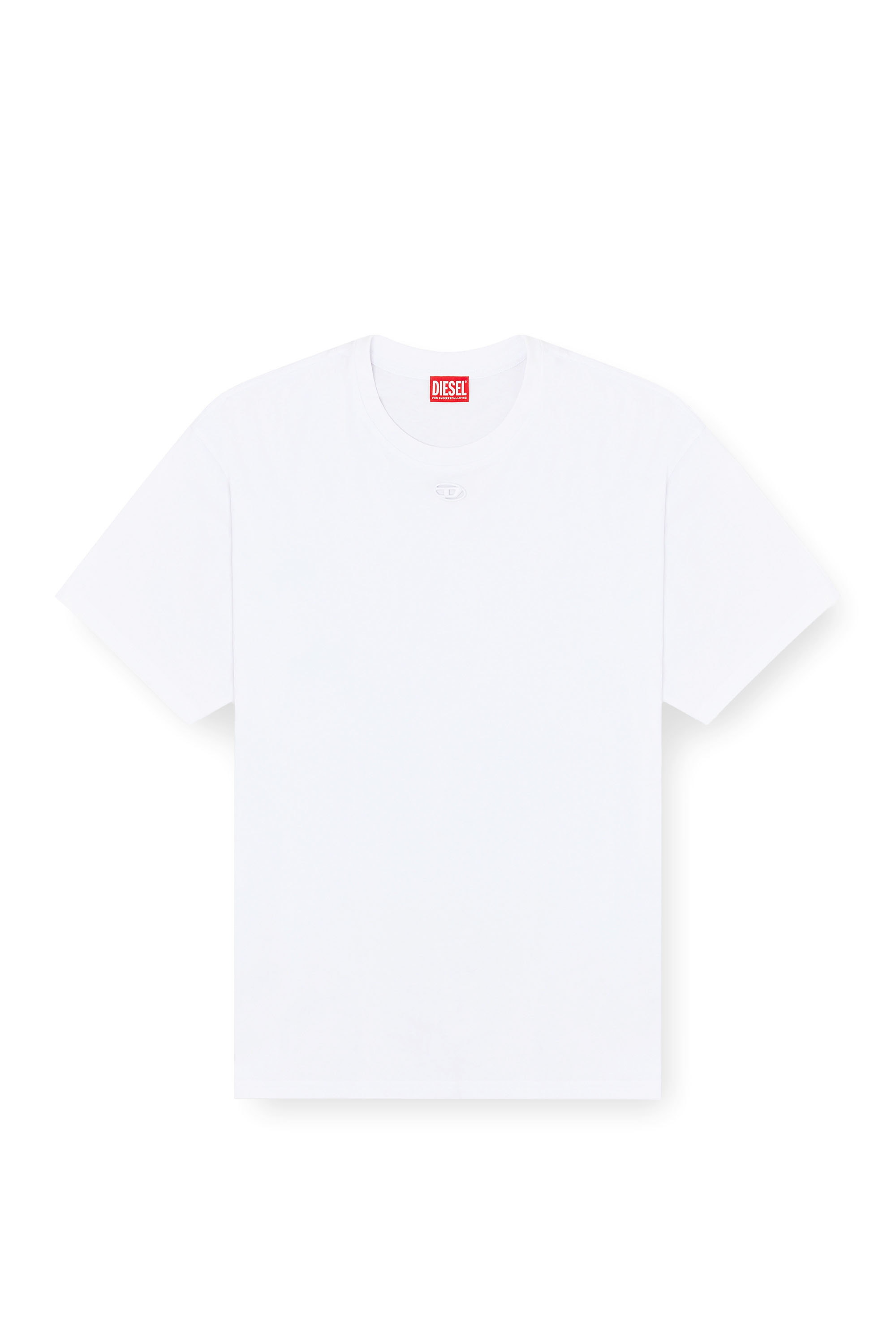Diesel - T-BOXT-DCO, T-shirt in cotone dalla vestibilit&agrave; rilassata con ricamo Oval D Uomo in Bianco - 3