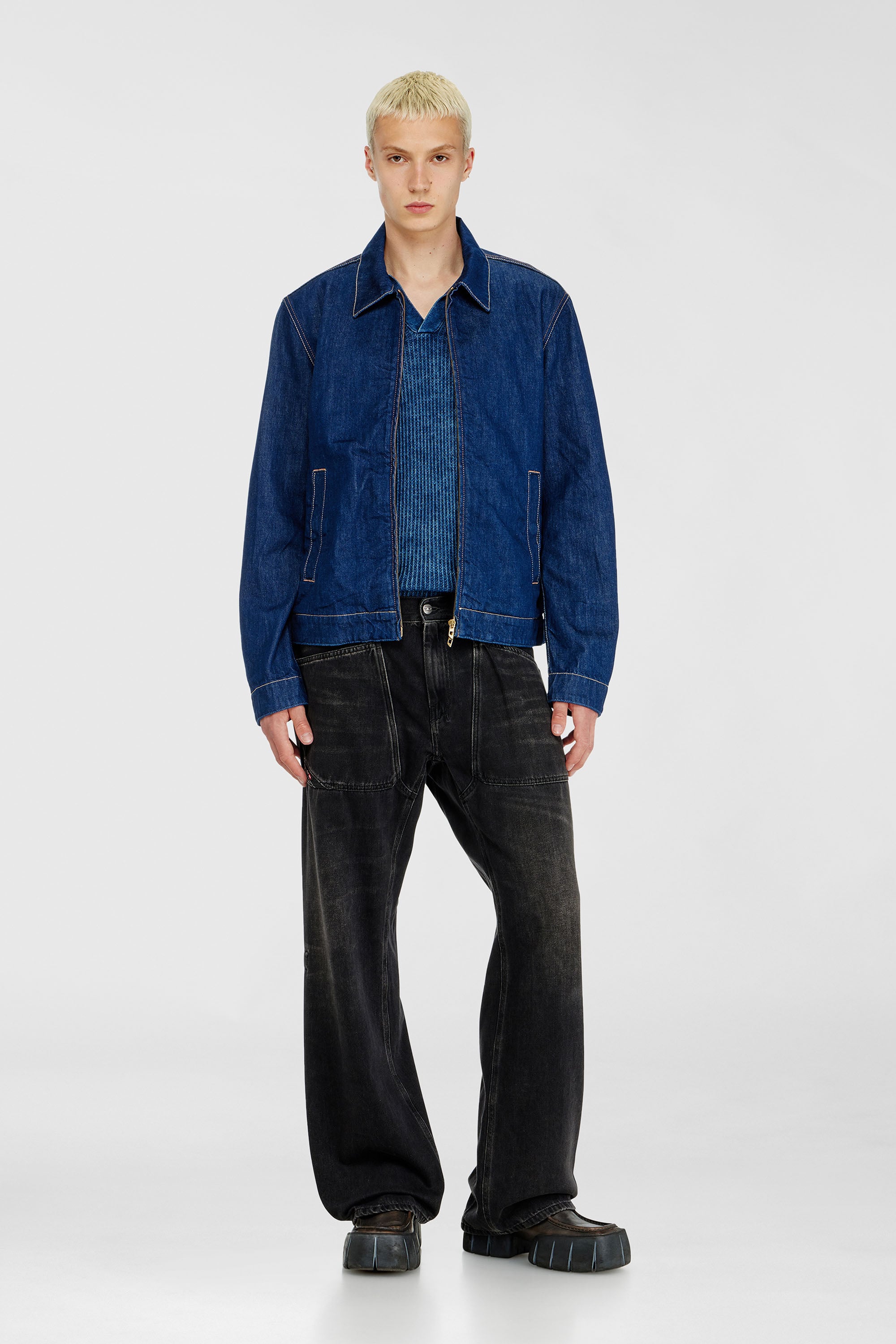 Diesel - Relaxed Jeans D-Zeta 09J96 Uomo, Nero/Grigio scuro - Image 1