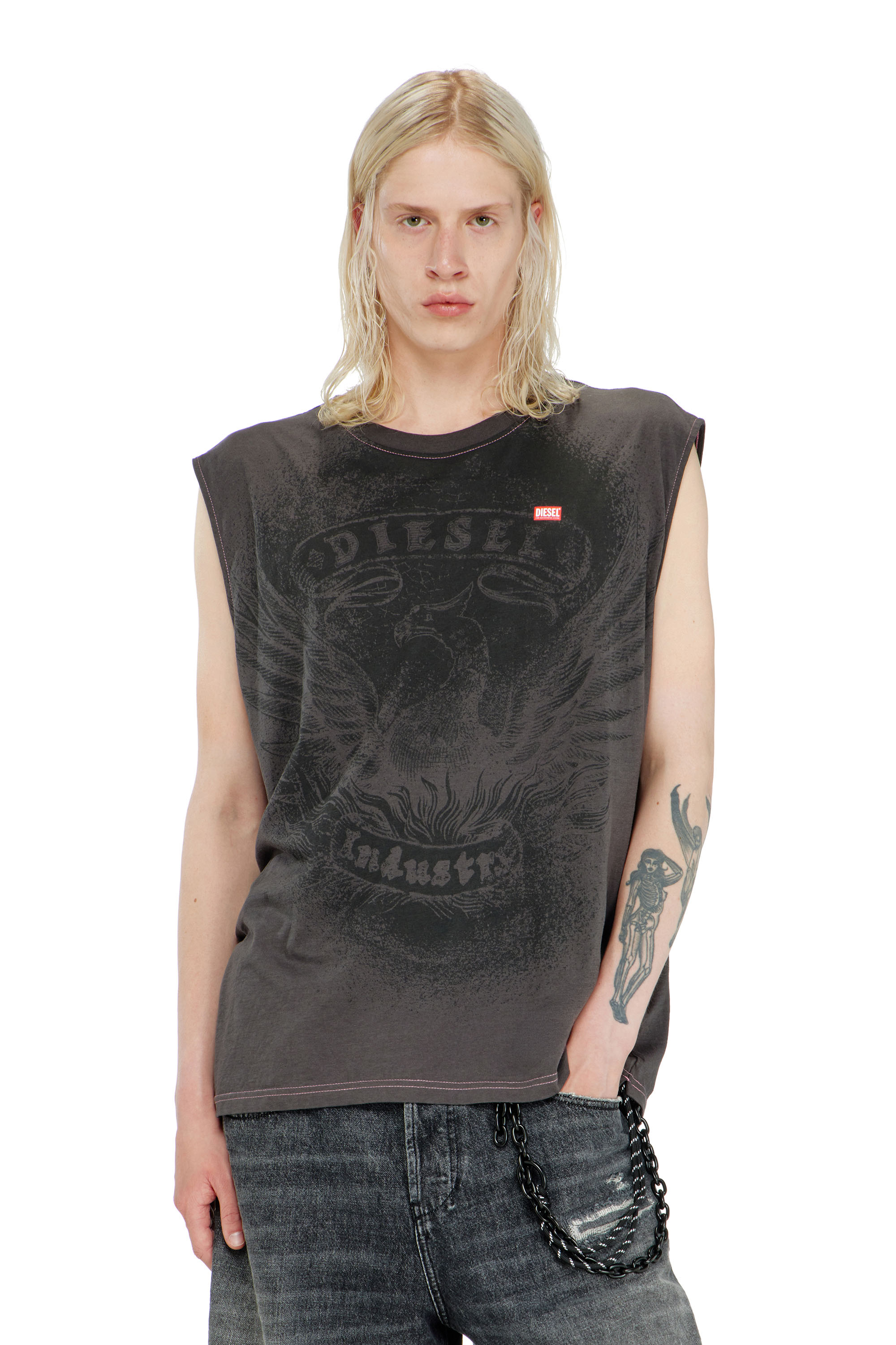 Diesel - T-BOXT-SL-NOTCH, Top senza maniche in cotone con grafica tono su tono Uomo in ToBeDefined - 1