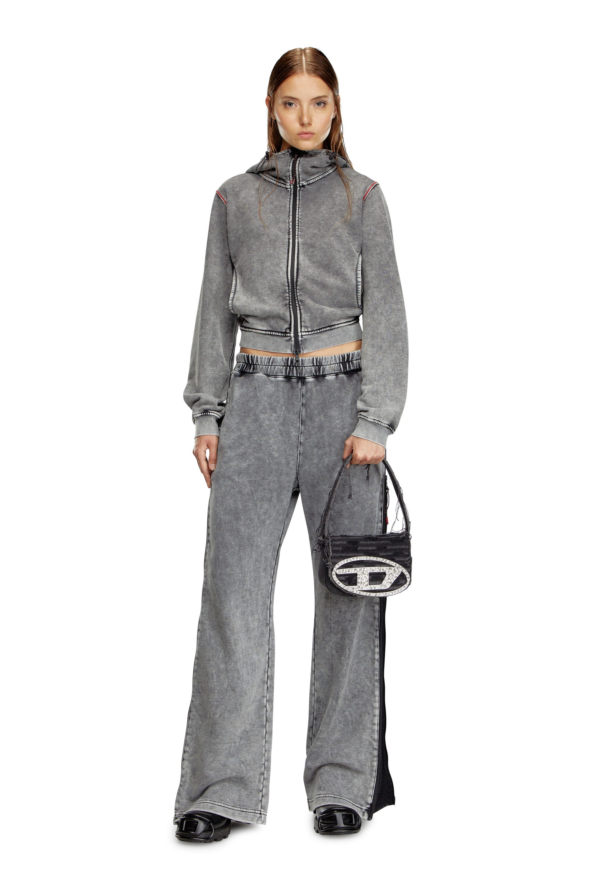 Diesel - 1DR, 1DR-Iconica borsa a spalla in tela e pelle Donna in Nero - 6