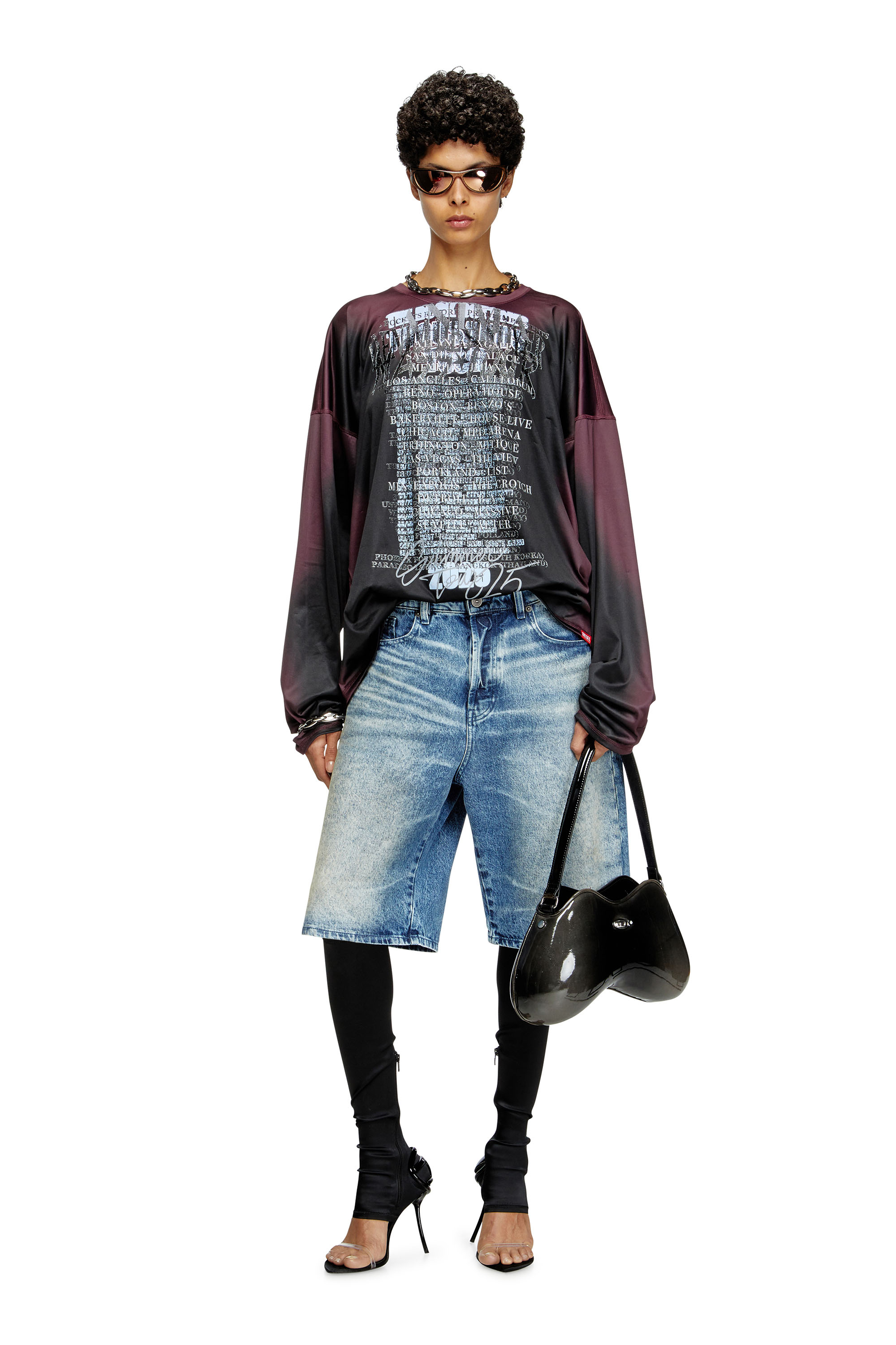 Diesel - T-OLAVI-AA, T-shirt a maniche lunghe in tech-jersey con stampa DJ Unisex in Multicolor - 7