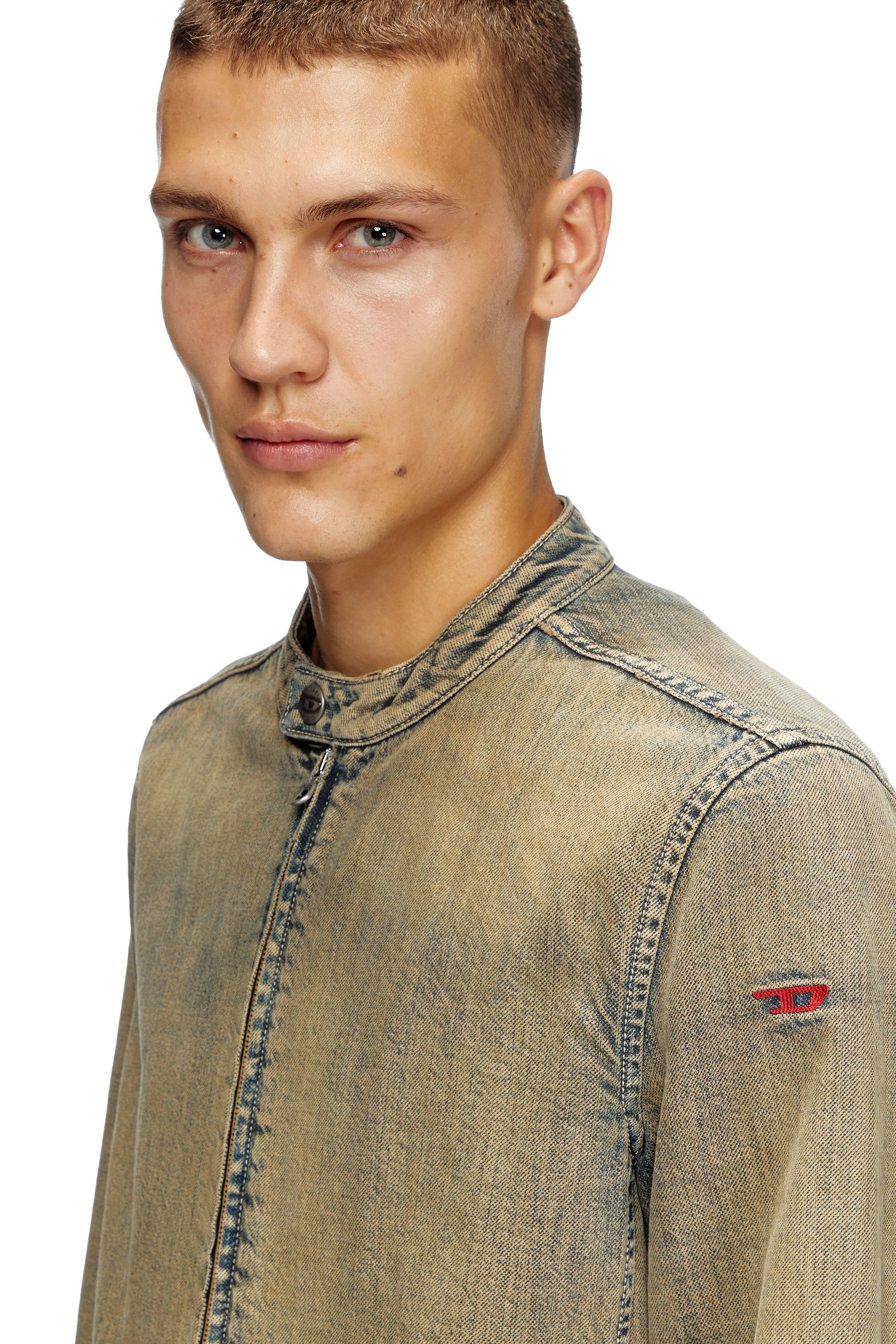 Diesel - D-GLORY, Giacca stile moto in denim gold-brush Uomo in Blu - 5