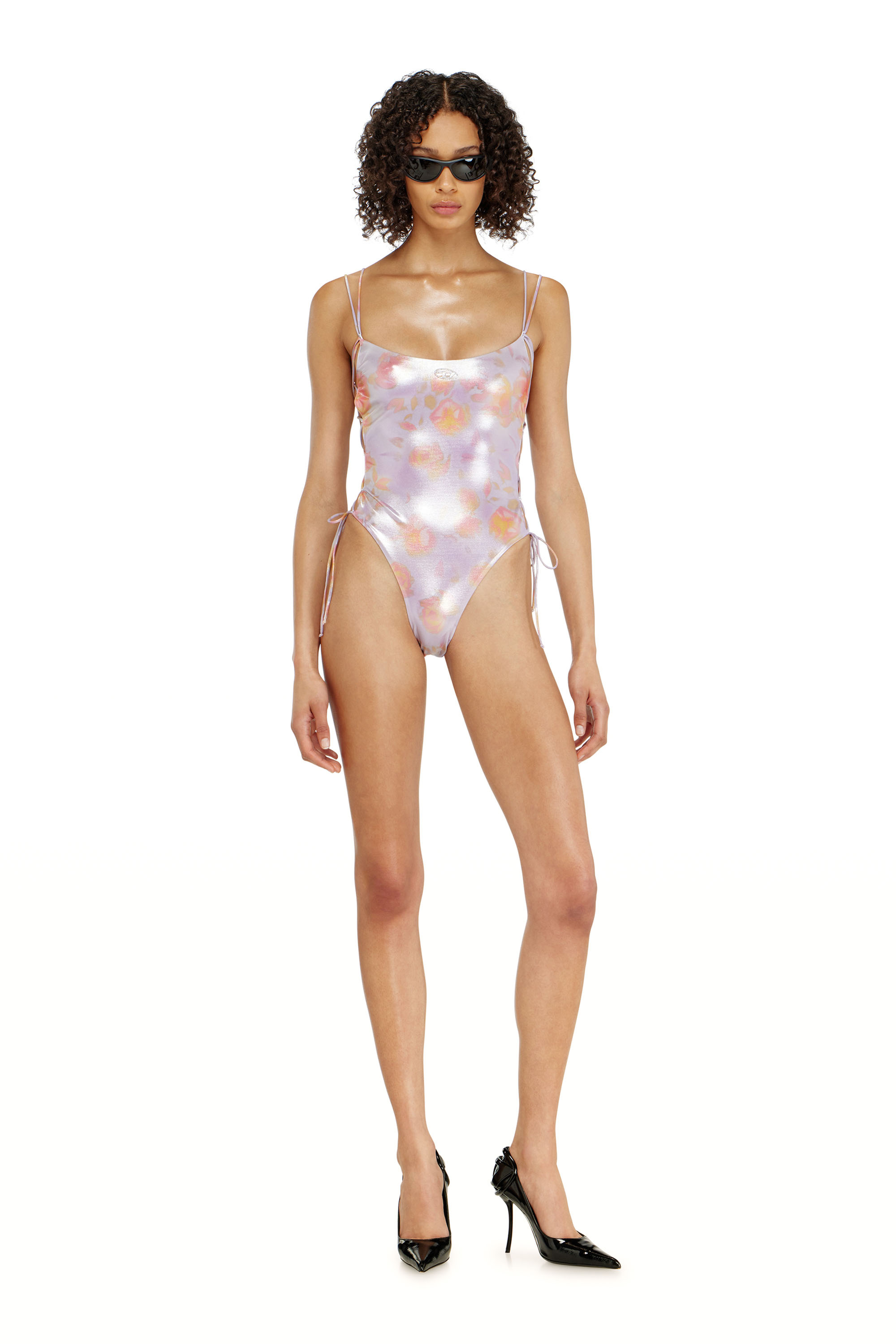 Diesel - REGAN-UTLT, Costume intero con stampa floreale metallizzata e lacci Donna in ToBeDefined - 2