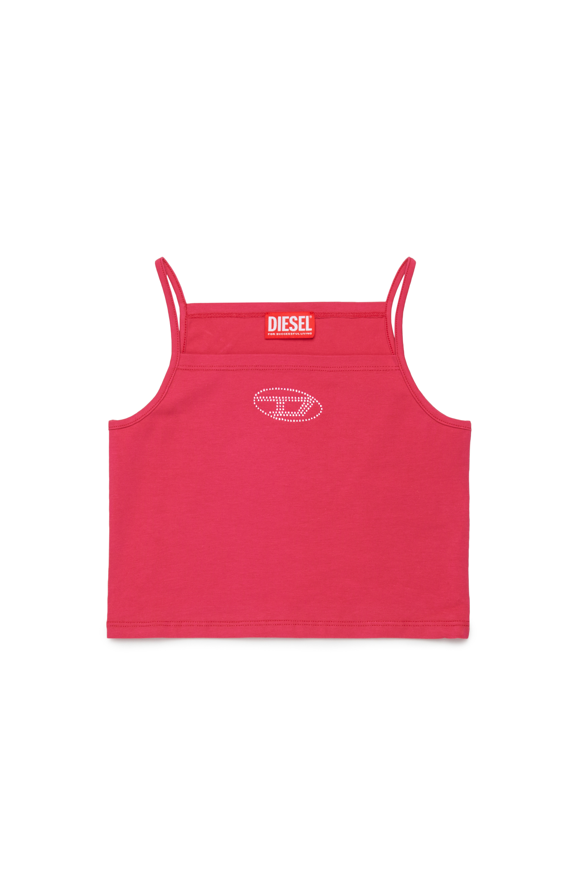 Diesel - TRIND, Top a sottoveste con logo Oval D in cristalli Donna in Rosa - 1