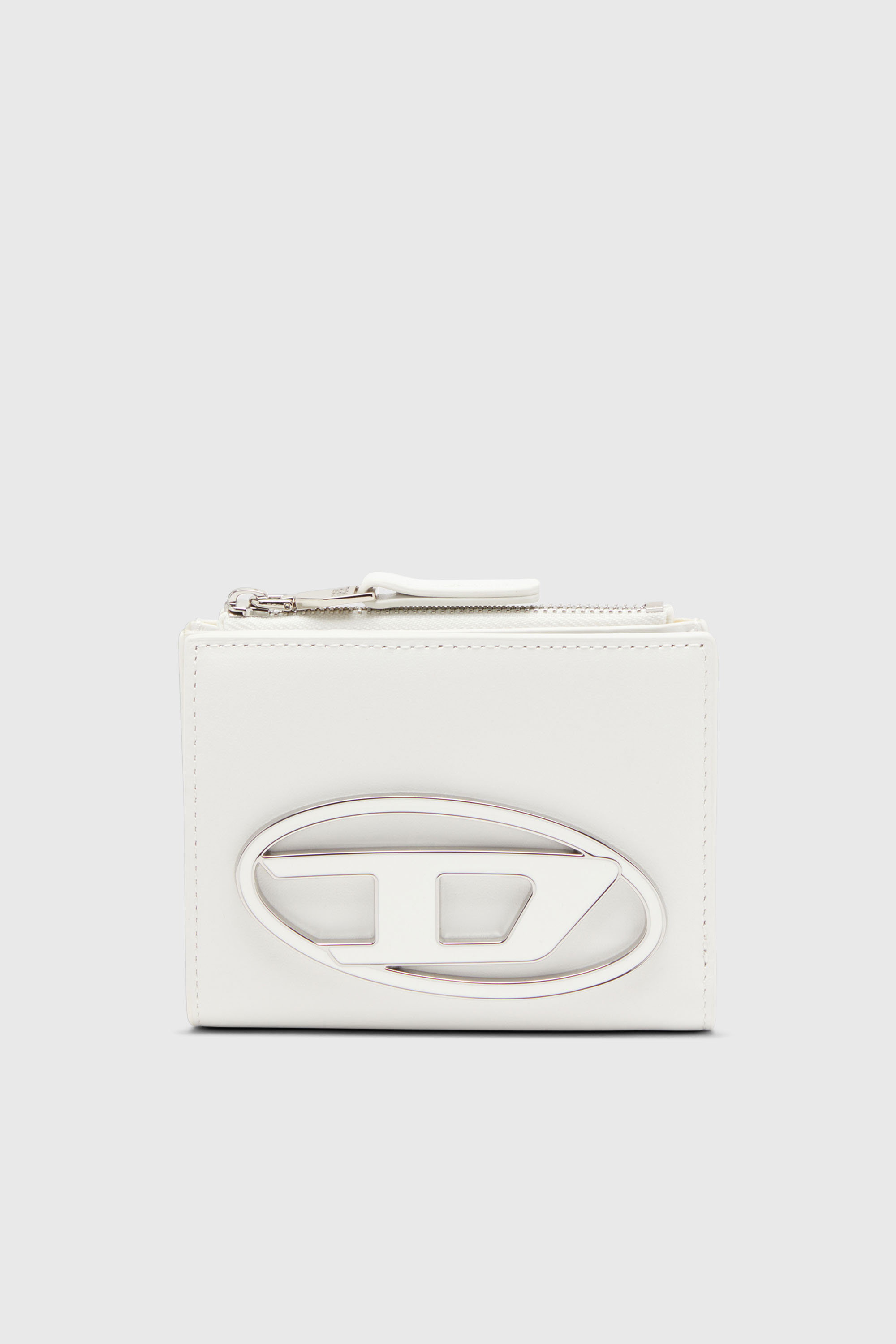 Diesel - 1DR BI-FOLD ZIP II, Portafoglio piccolo in pelle con placca logo Donna in Bianco - 1