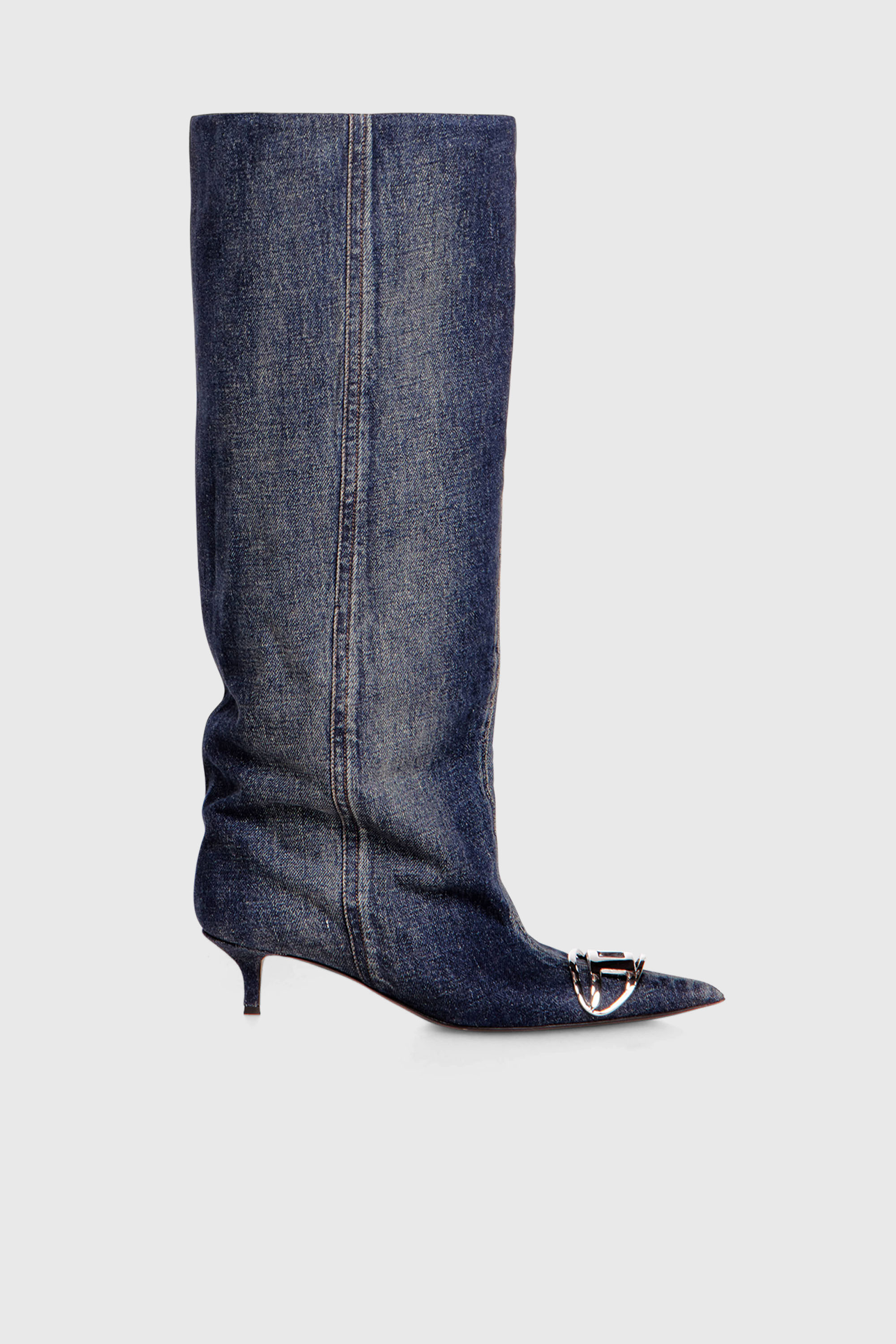 Diesel - D-VENUS KB SLOUCHY, D-Venus-Stivali slouchy al ginocchio in denim blu Donna in Blu - 1