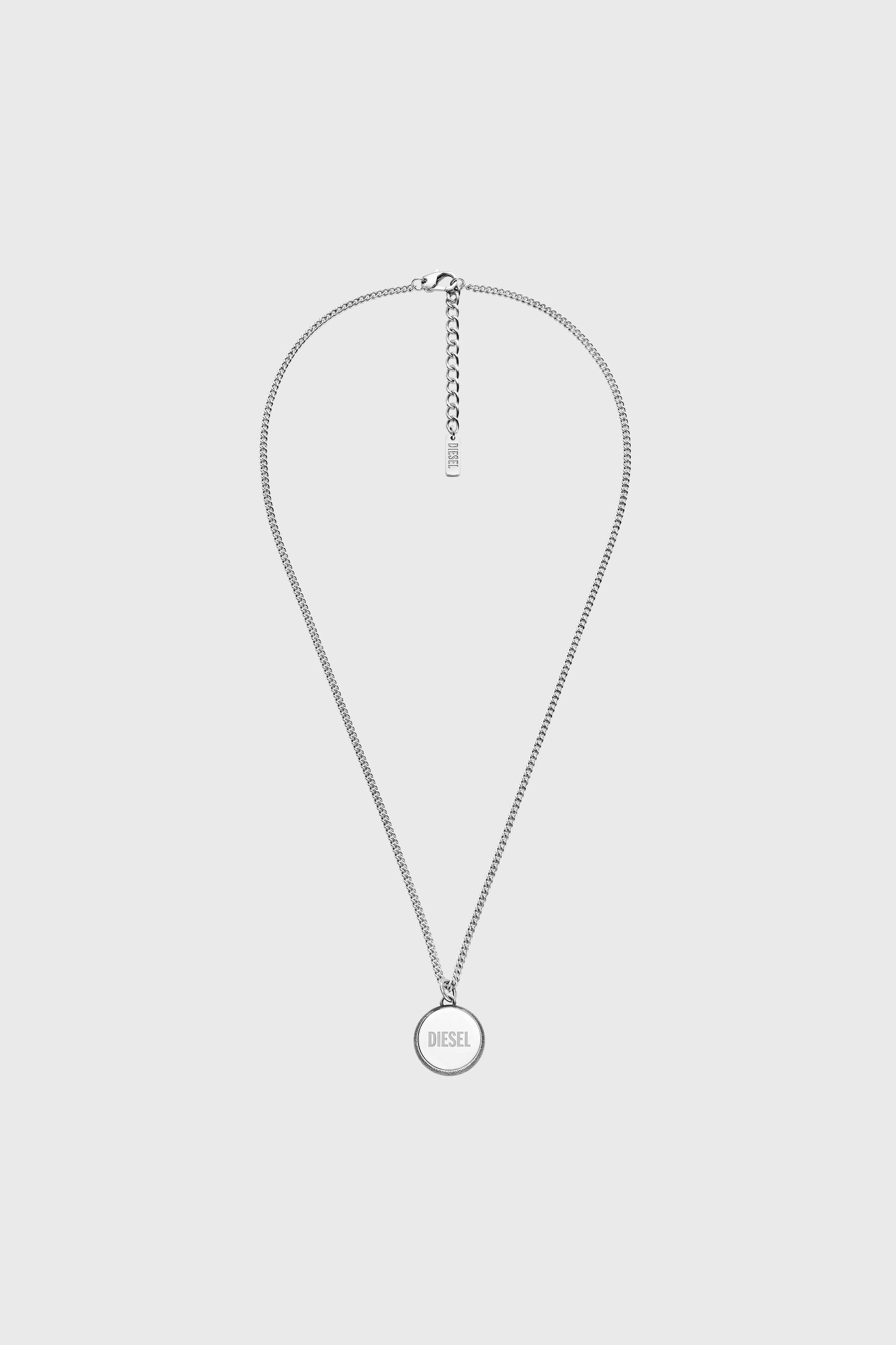 Diesel - DX1738040, Collana in acciaio inox con pendente e texture denim Unisex in Argento - 1