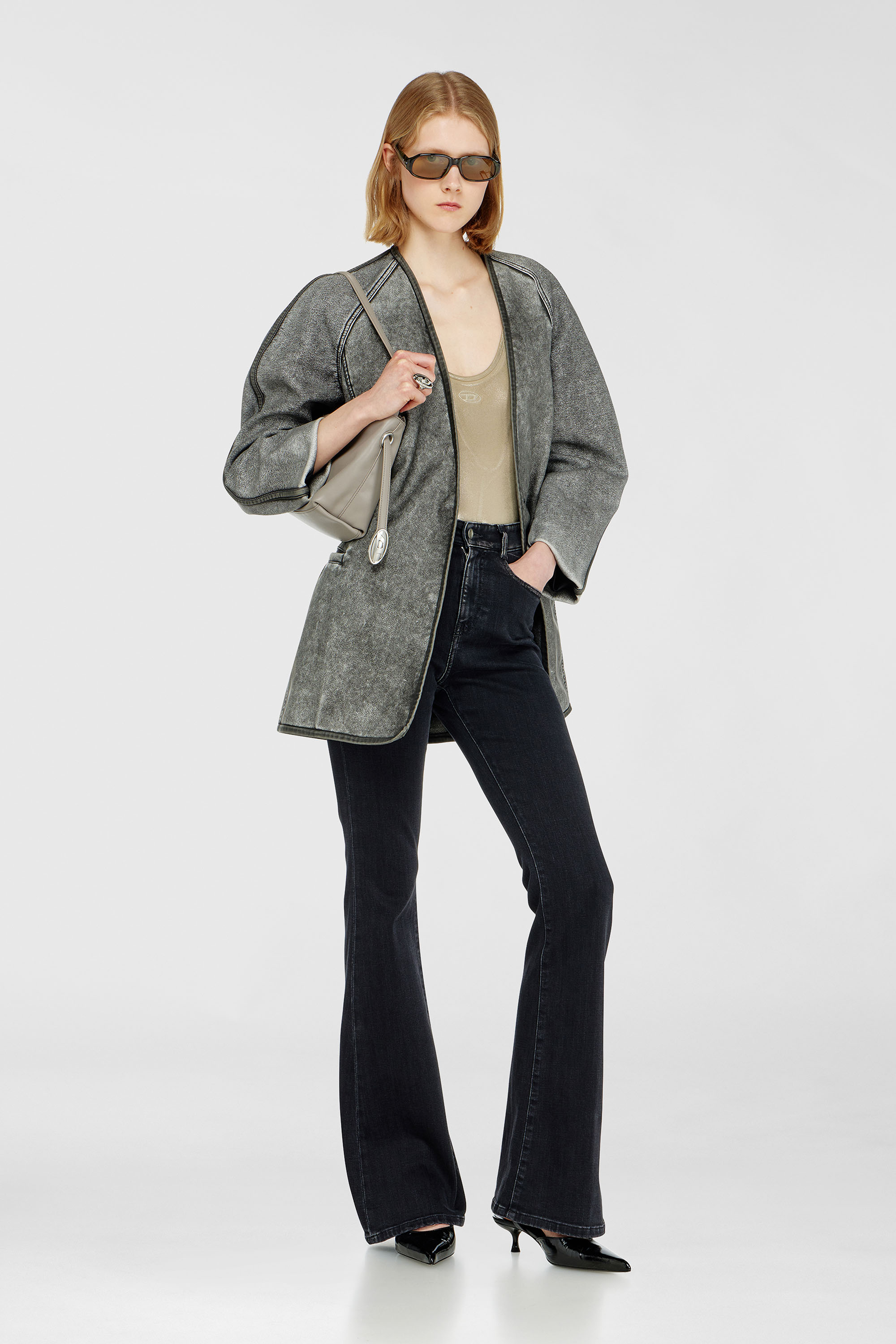 Diesel - G-ALAX, Giacca cardigan con maniche cocoon Donna in Grigio - 2