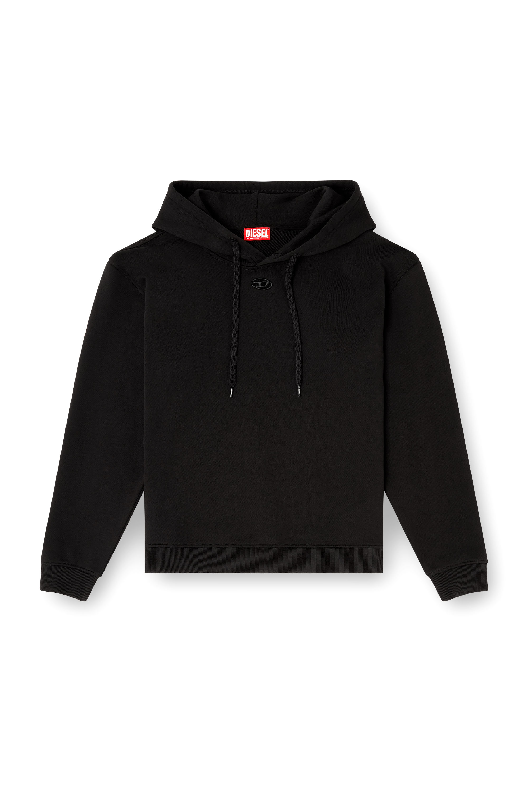 F-NORMY-HOOD-OD, Nero Diesel - F-NORMY-HOOD-OD, Felpa con cappuccio in cotone con logo Oval D Donna in Nero - 2