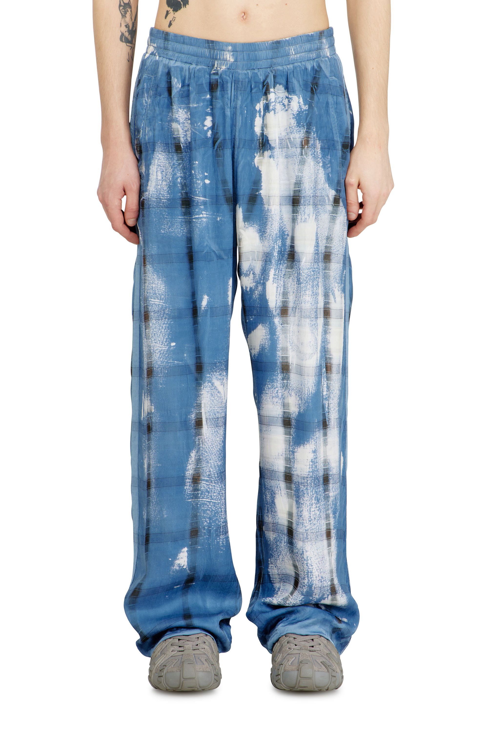 Diesel - P-OLLY, Pantaloni tuta a scacchi effetto X-Ray Uomo in Blu - 3