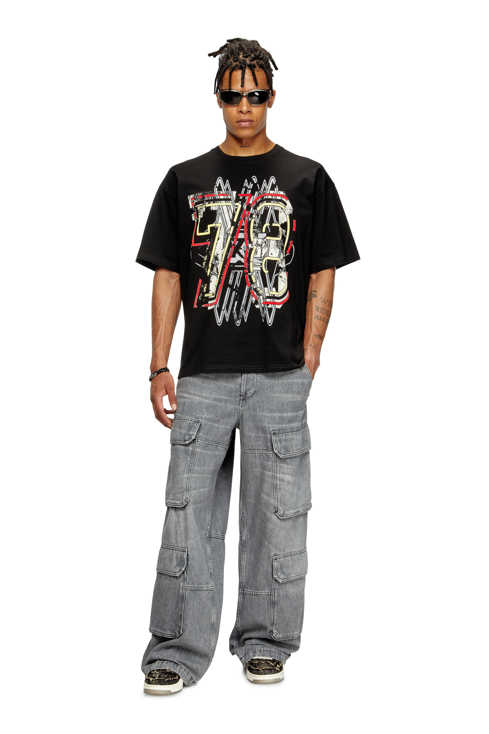 Diesel - T-BOXT-T8, T-shirt con stampa 78 Uomo in Nero - 1