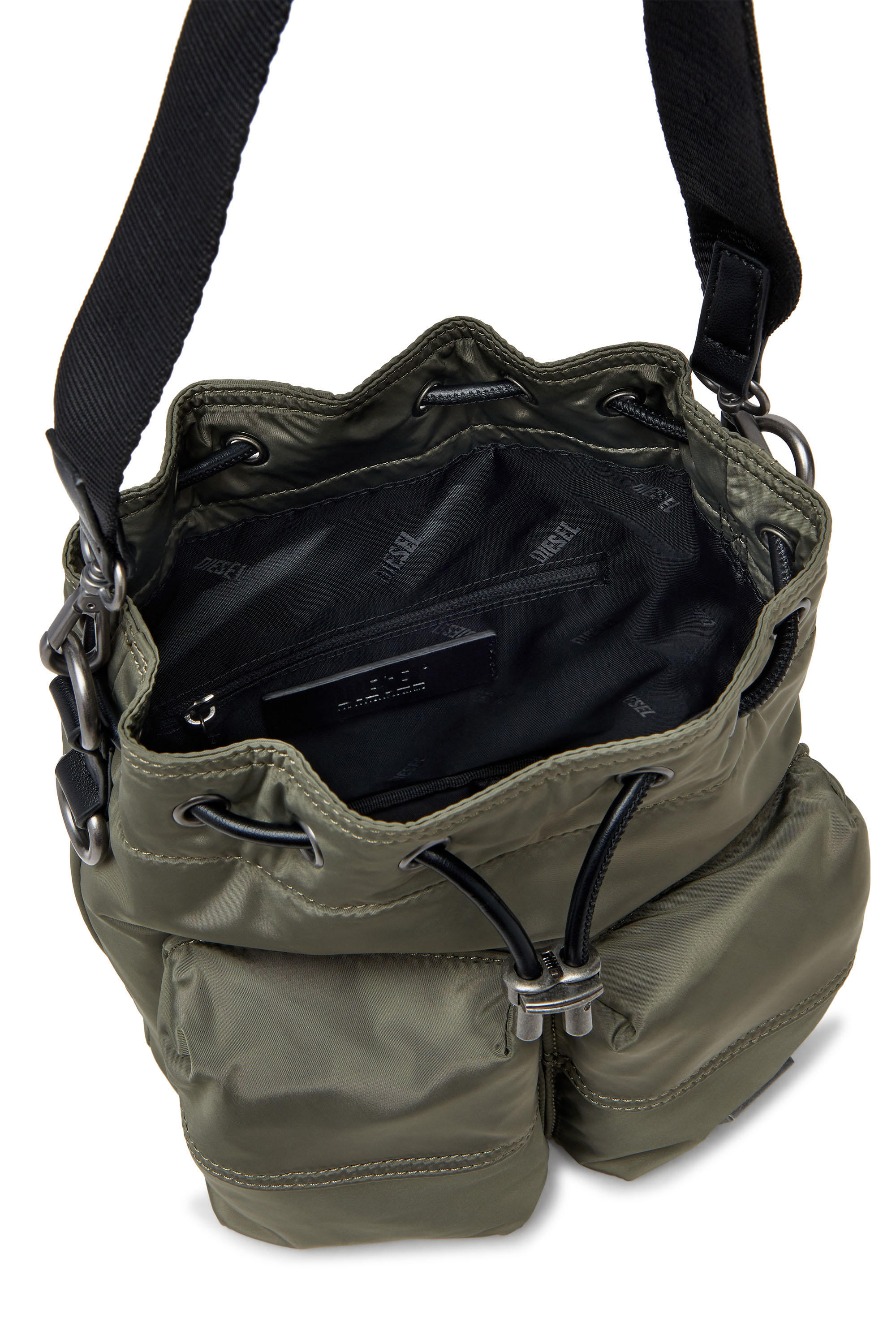 Diesel - MULTI-PKTS BUCKET X, Multi-Pkts-Borsa bucket in tessuto utility Unisex in Verde - 3