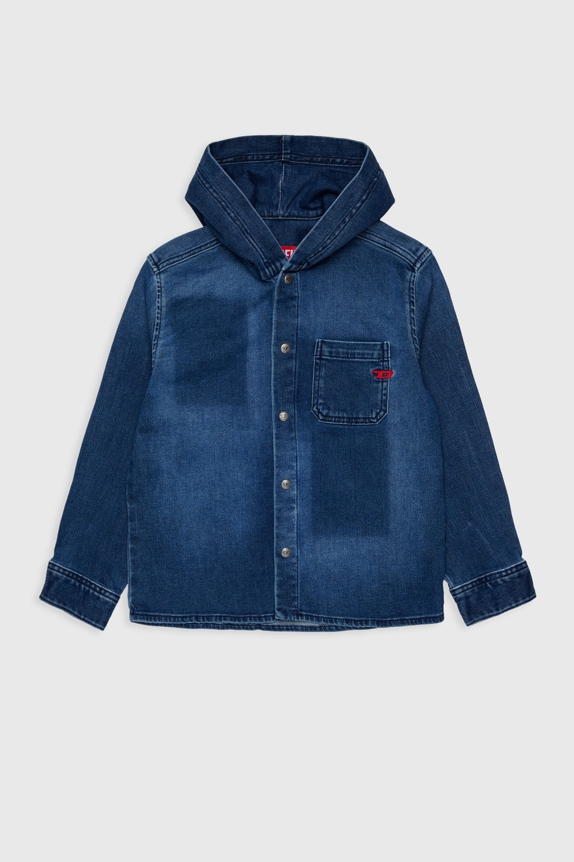 Diesel - CAMPS-OVER JJJ, Hooded shirt in effetto shadow JoggJeans Uomo in Blu - 1