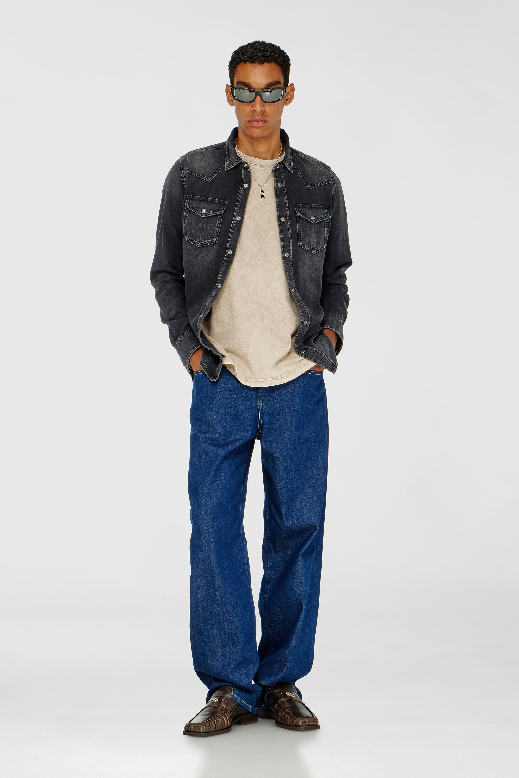 Diesel - D-VEGA, Overshirt in denim Uomo in Nero - 1