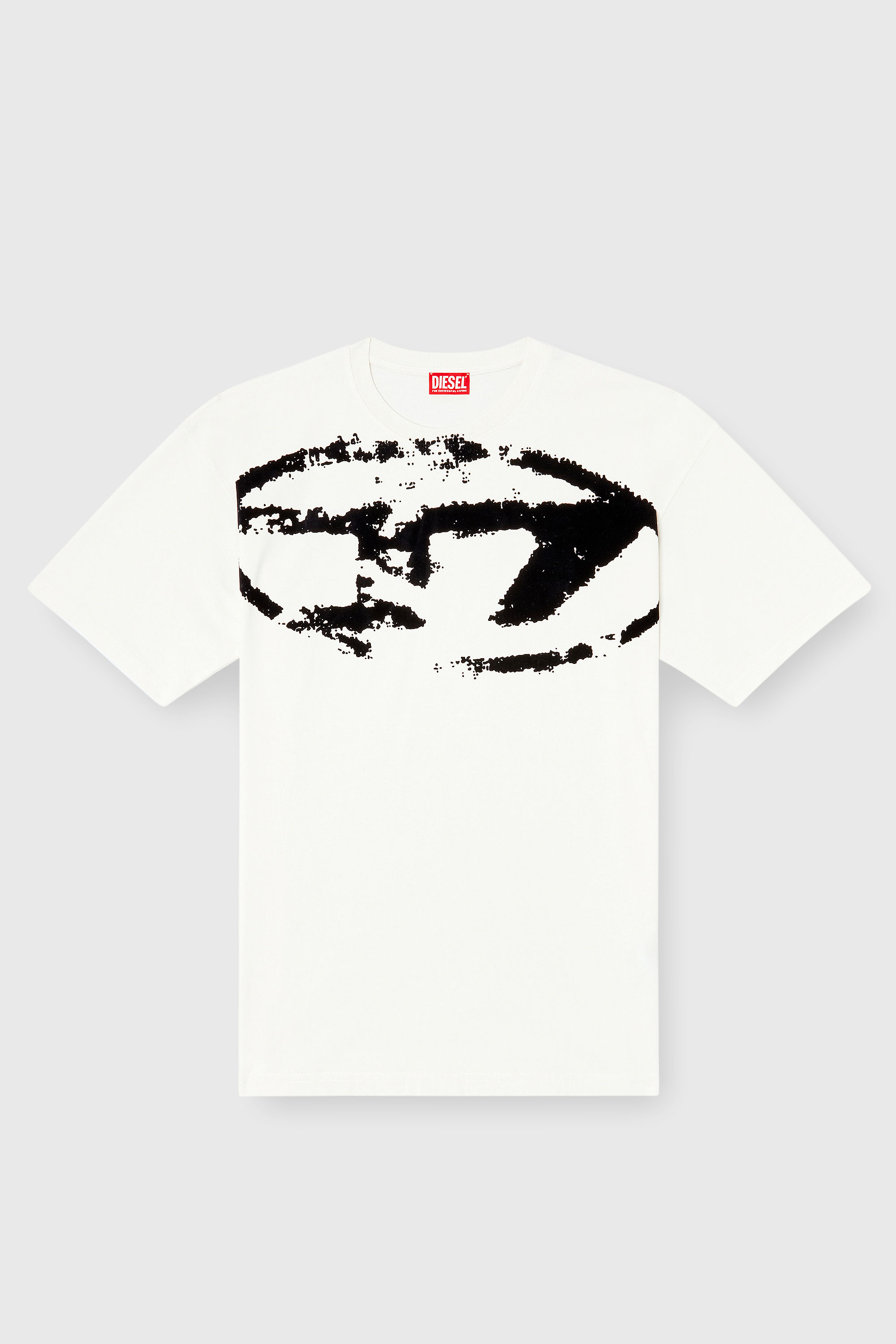 Diesel - T-BOXT-N14, T-shirt con stampa distressed floccata Uomo in Bianco - 2