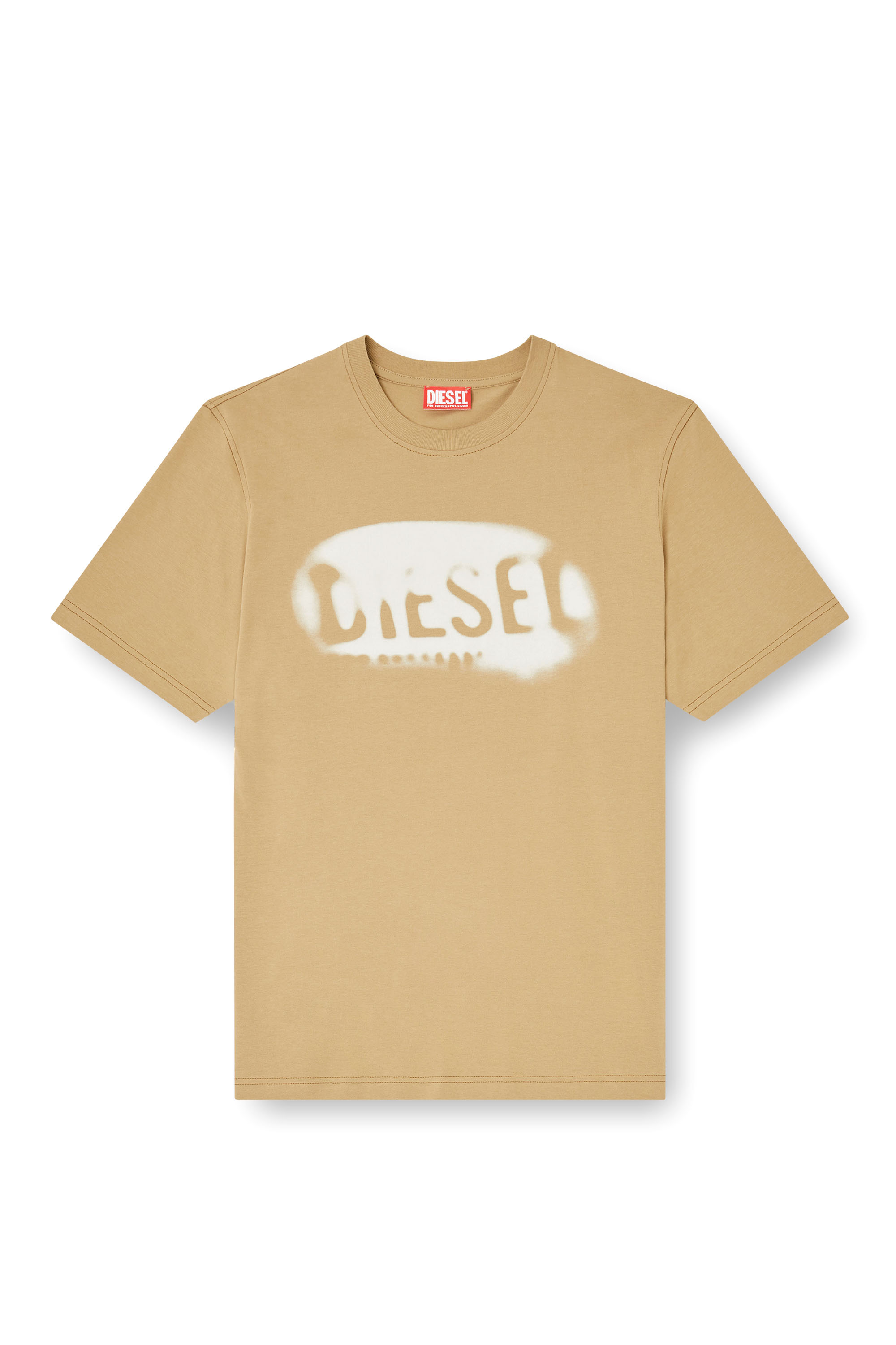 Diesel - T-ADJUST-V2, Maglietta in cotone leggero con logo sbiadito Uomo in Beige - 3