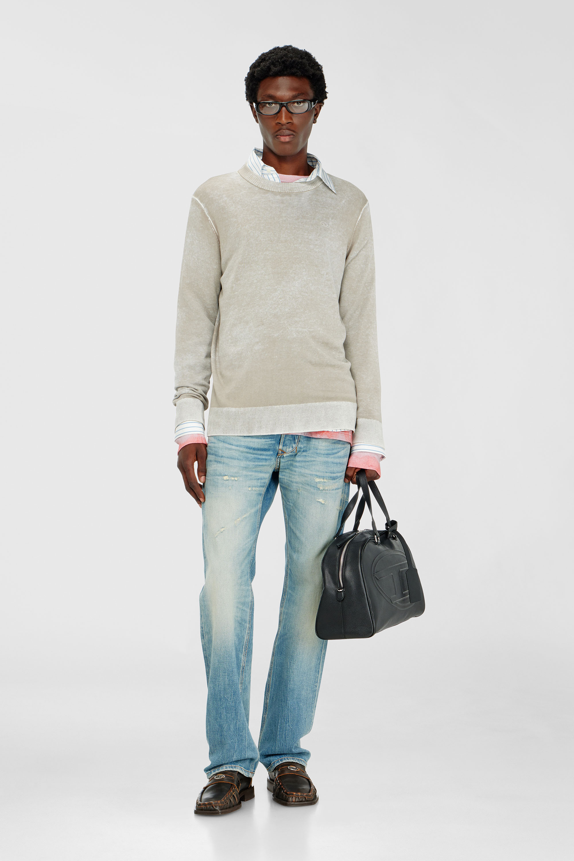 Diesel - K-LAURENT, Maglia con stampa interna sfumata Uomo in Grigio - 2