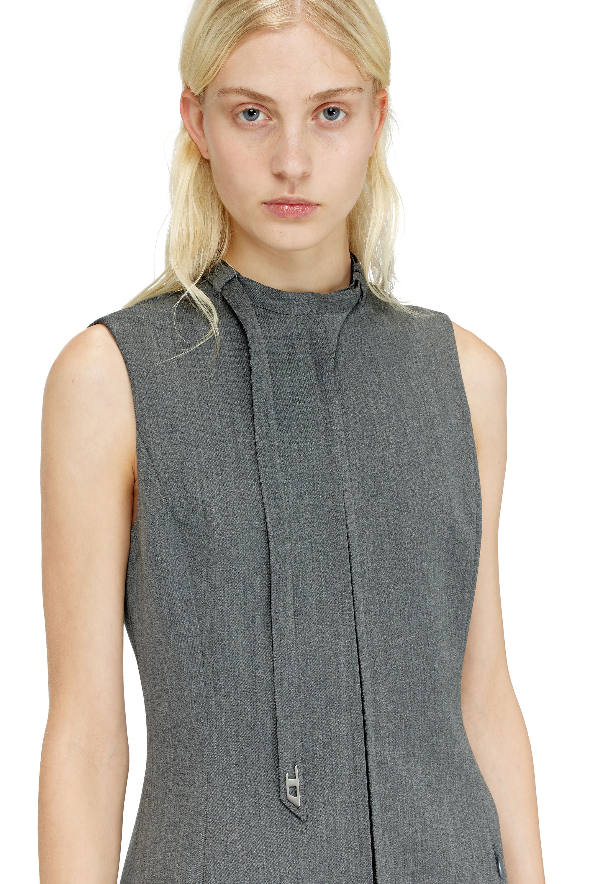 Diesel - D-RUVAN, Abito midi sartoriale con cinturino biker Donna in Grigio - 4