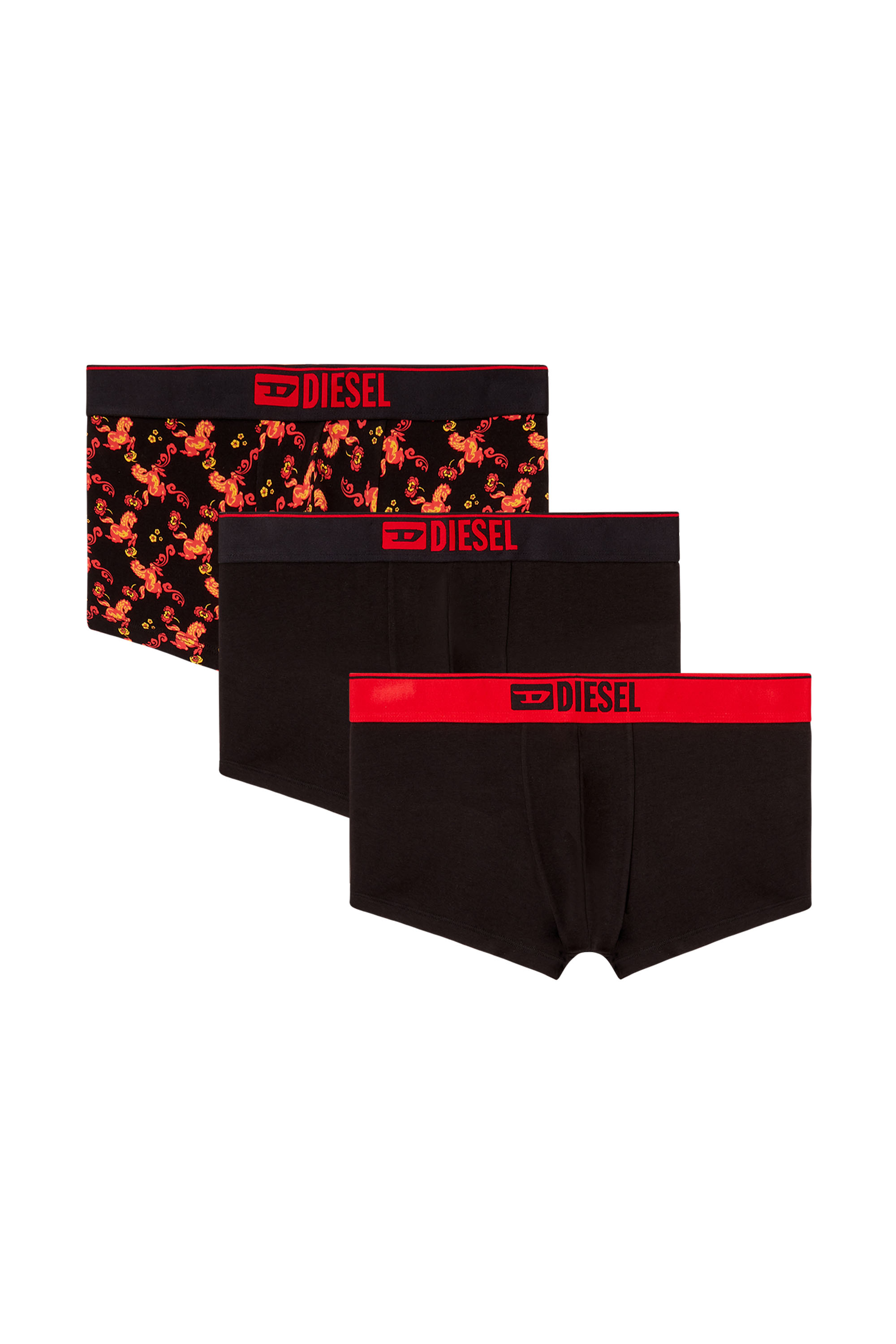 Diesel - UMBX-DAMIENTHREEPACK, Confezione da tre boxer con stampa cavallo all-over Uomo in Nero - 1