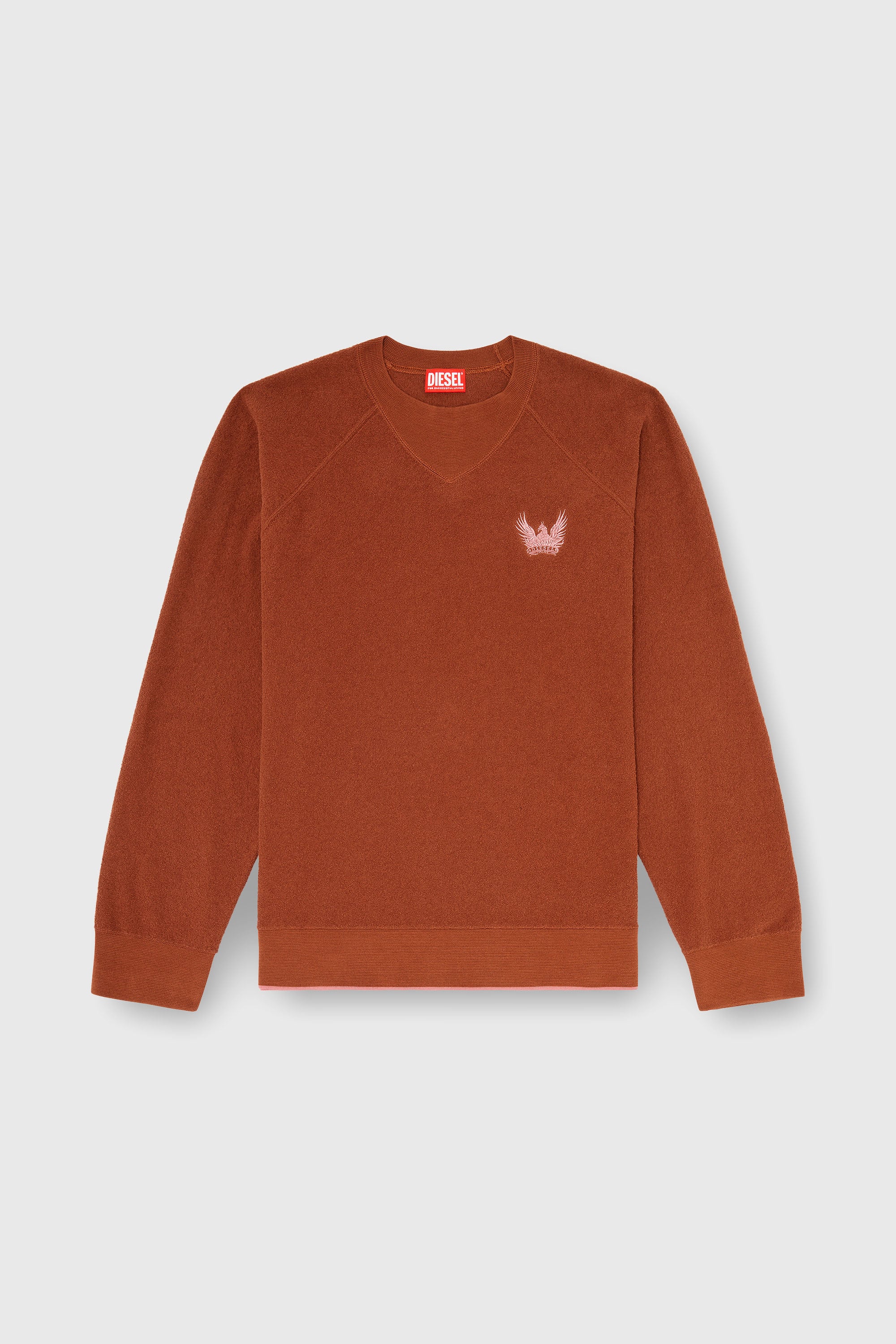 Diesel - K-RALFS, Maglione boucl&eacute; con ricamo Phoenix Uomo in Rosso - 2