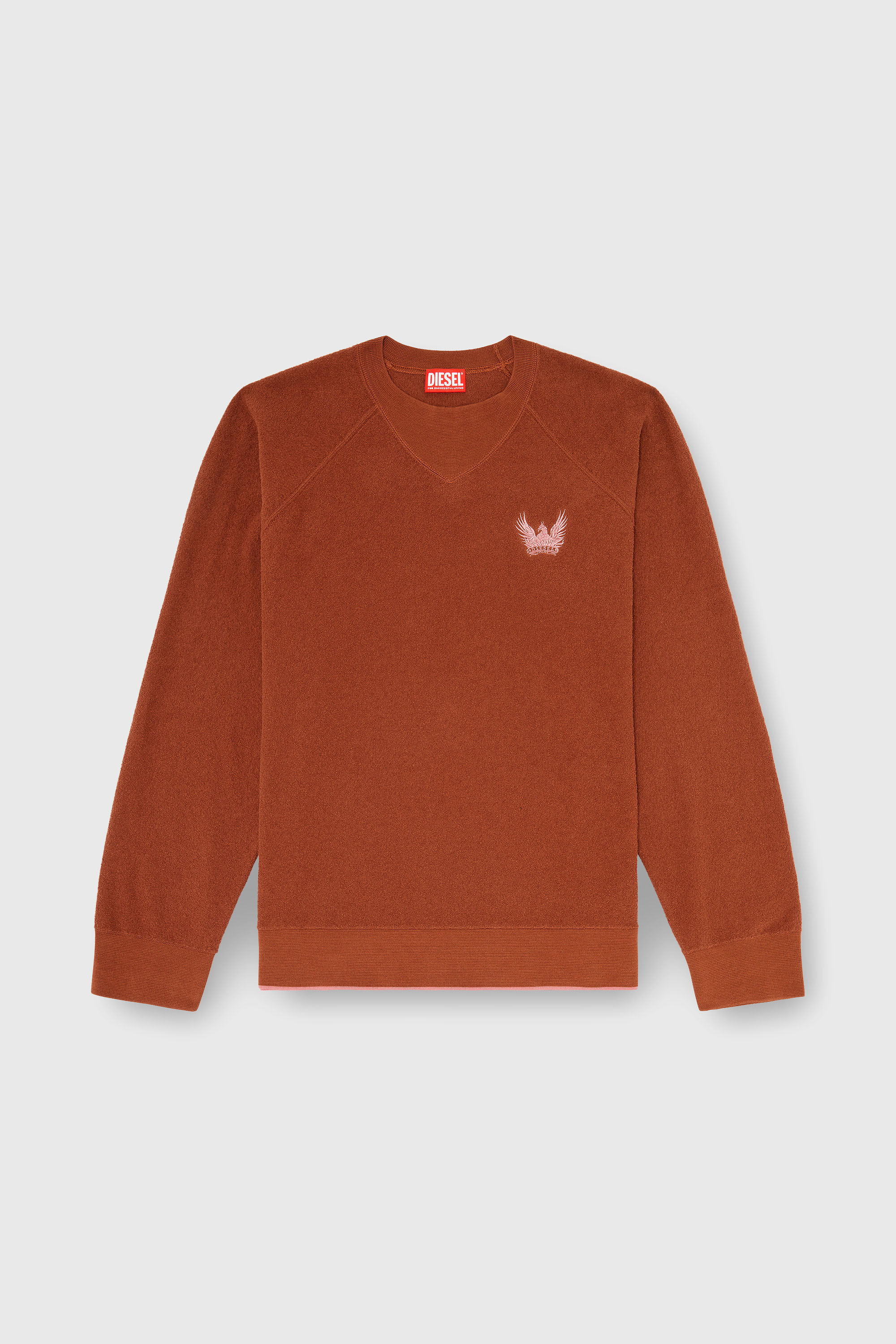 Diesel - K-RALFS, Maglione boucl&eacute; con ricamo Phoenix Uomo in Rosso - 2