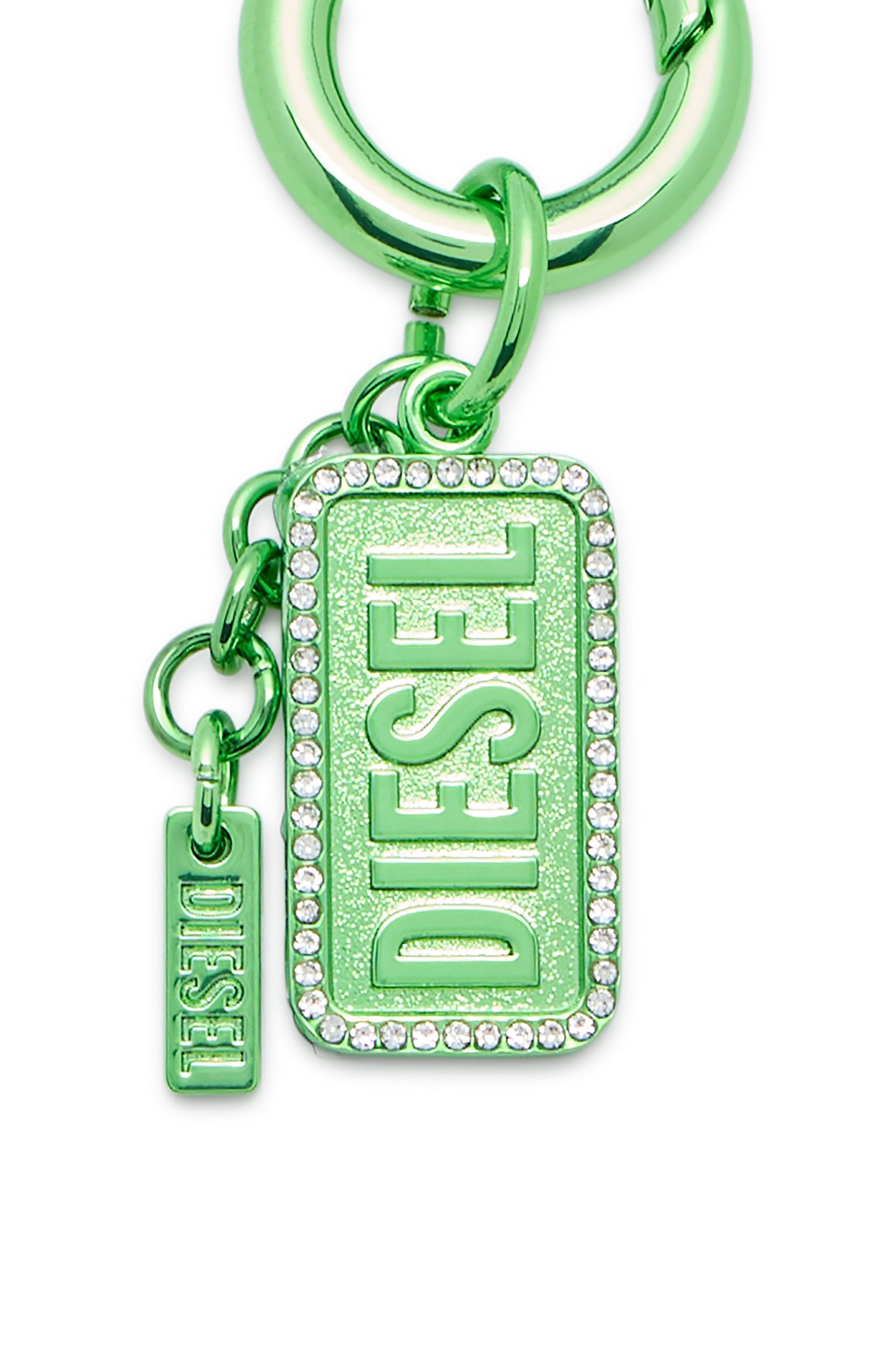 Diesel - CHARM-DIESEL, Charm in metallo con strass e dettagli con logo Diesel Unisex in Verde - 3