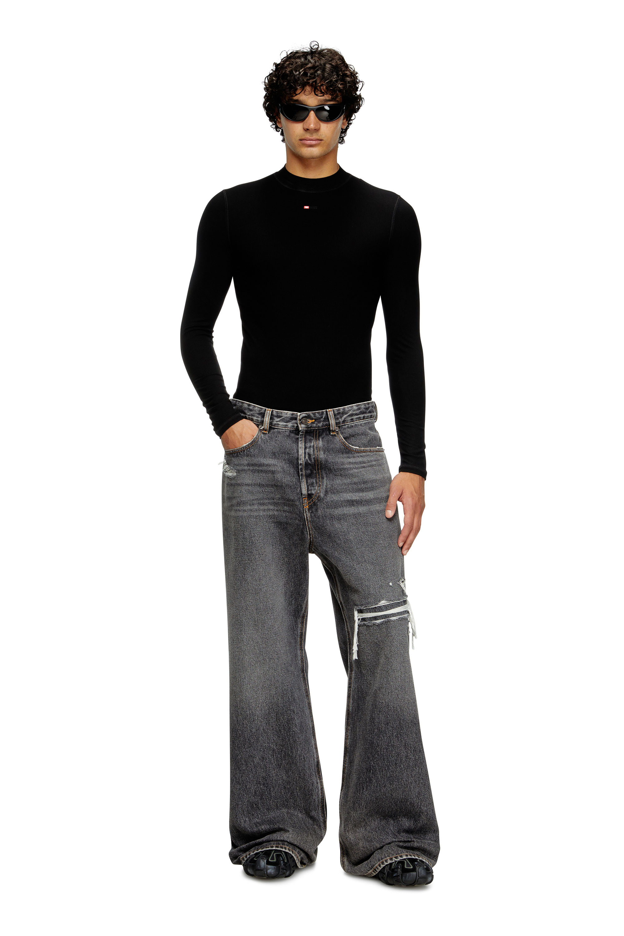Diesel - Relaxed Jeans D-Rise 007F6 Uomo, Nero/Grigio scuro - Image 2