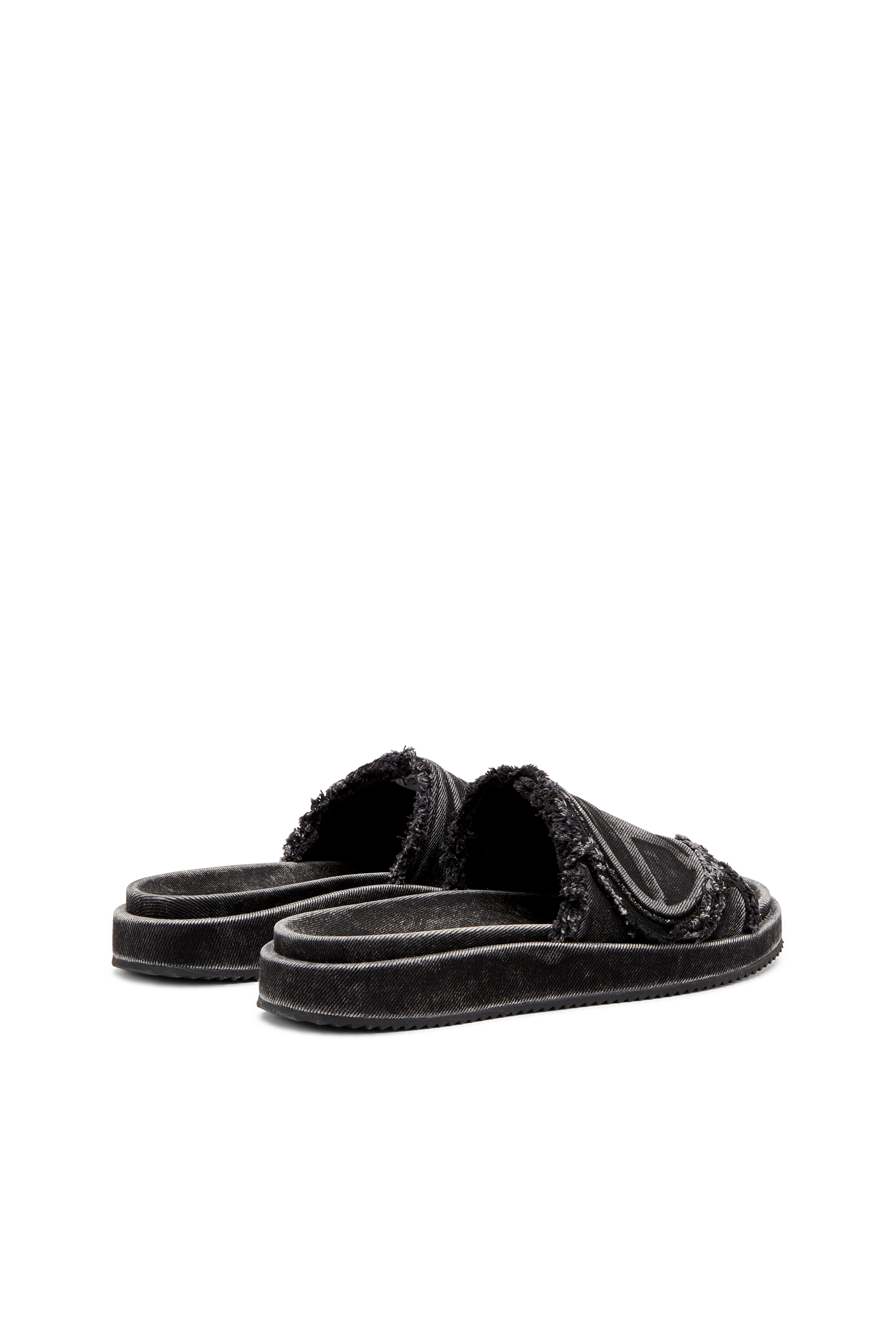 Diesel - SA-SLIDE D OVAL, Slide in denim distressed Unisex in Nero - 3