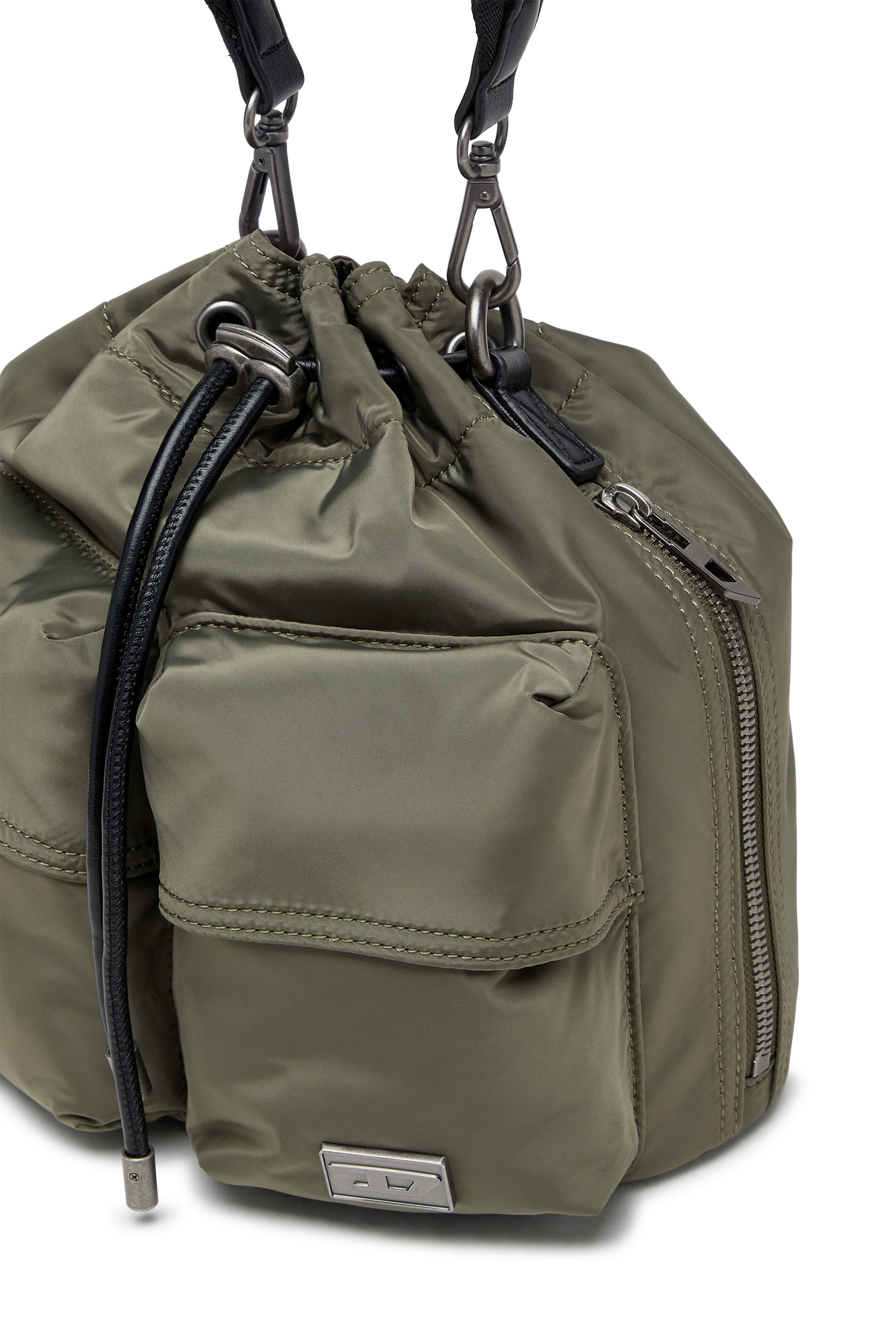 Diesel - MULTI-PKTS BUCKET X, Multi-Pkts-Borsa bucket in tessuto utility Unisex in Verde - 5