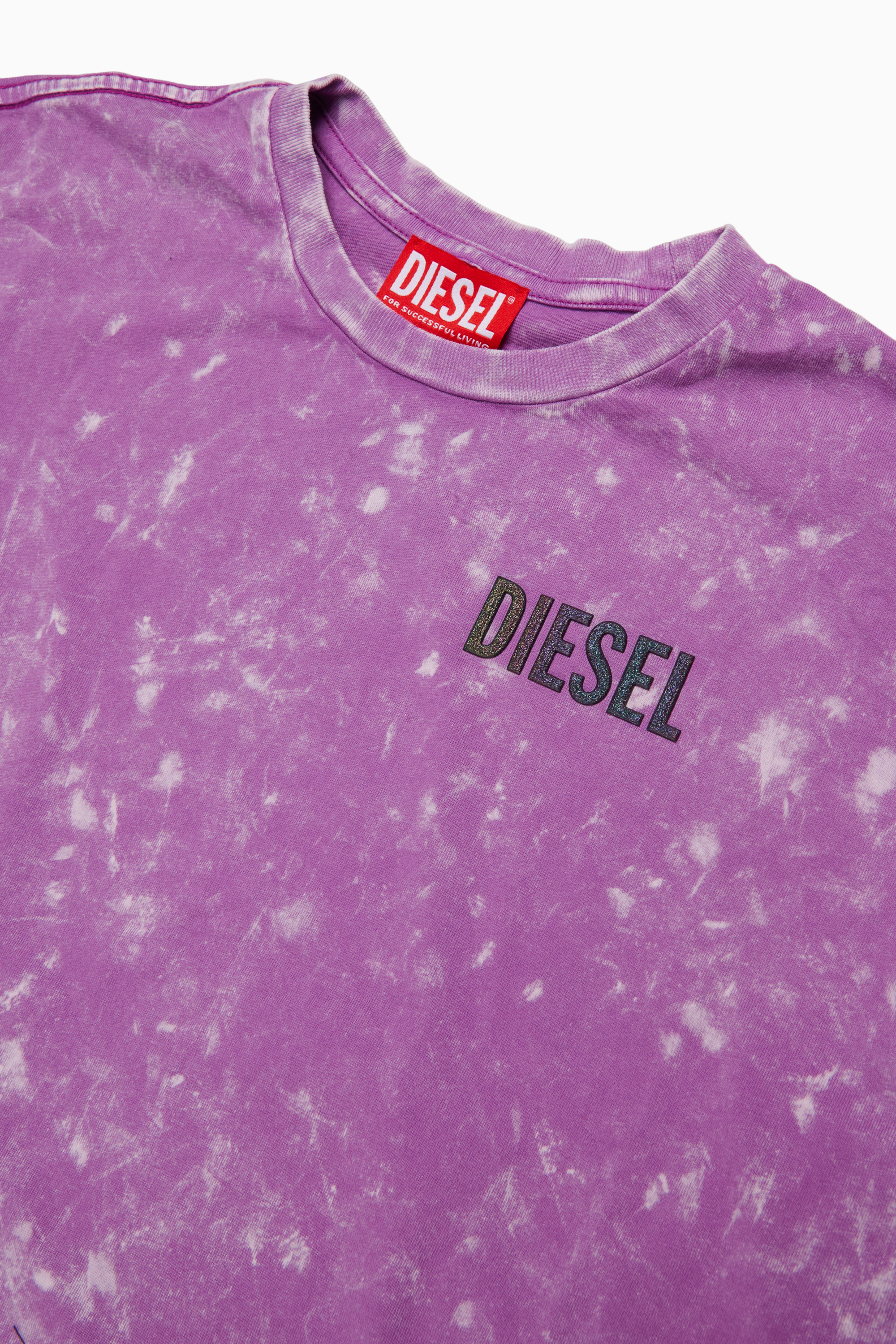 Diesel - TLOXY, T-shirt cropped con effetto tie-dye Donna in Viola - 3