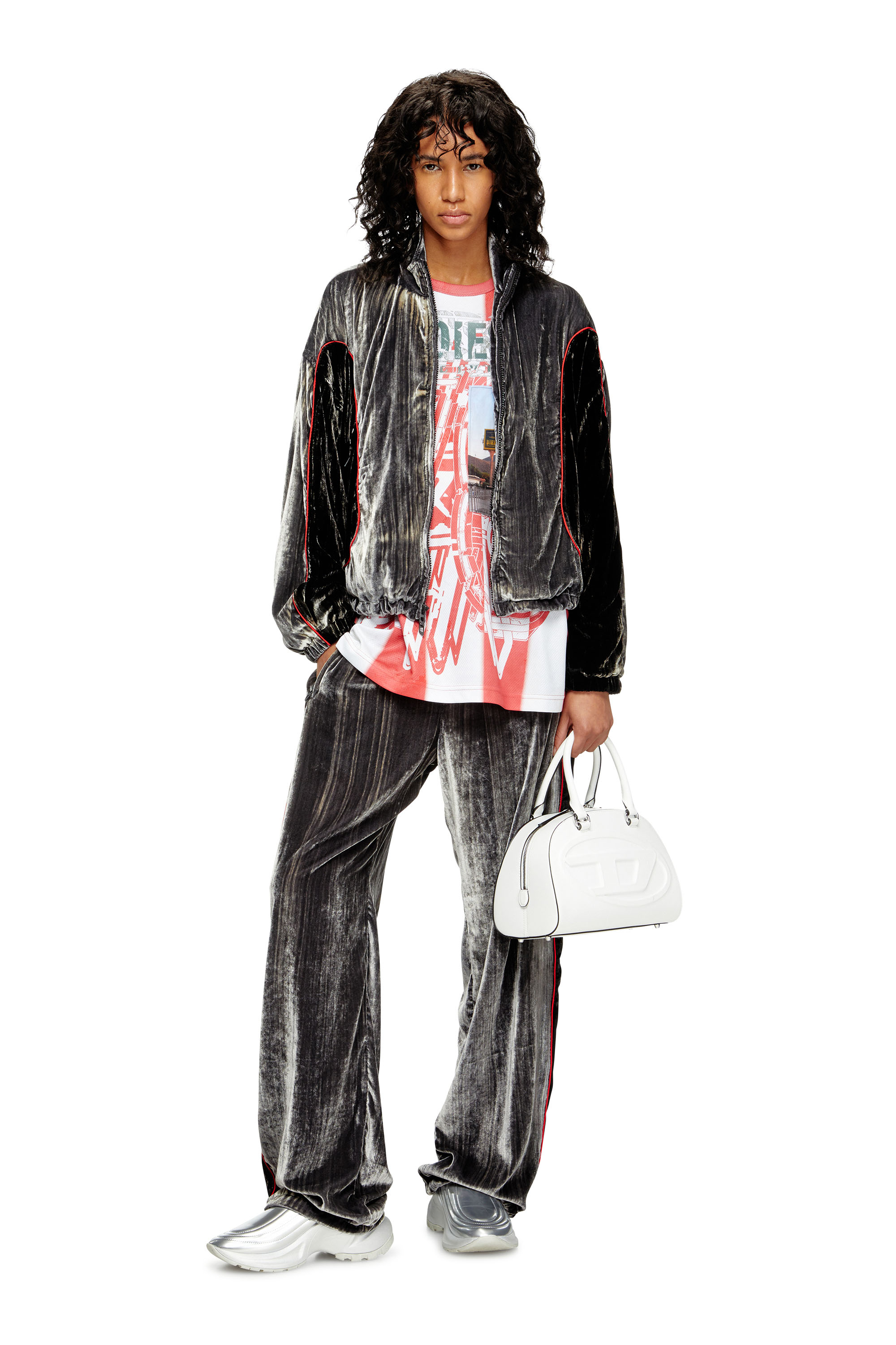 Diesel - G-RIFFIN, Giacca sportiva in velluto di seta distressed Donna in ToBeDefined - 2