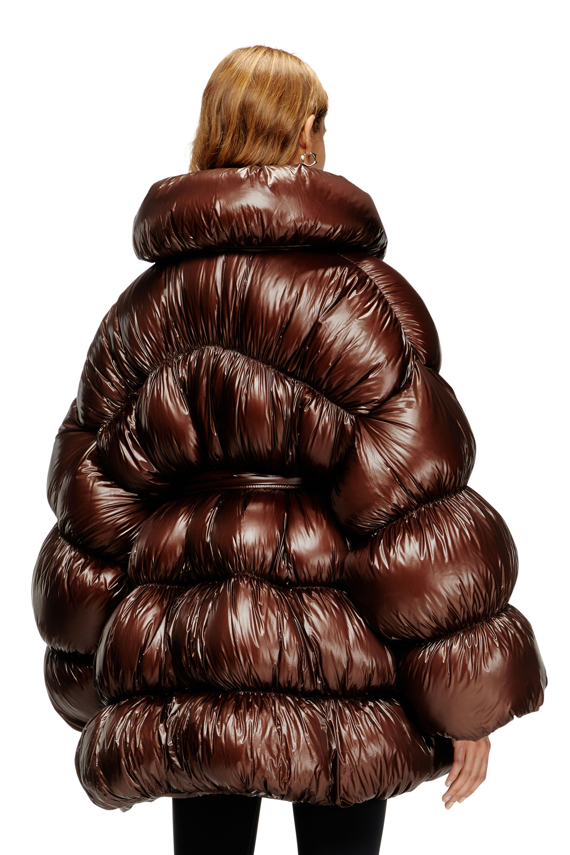 Diesel - W-INONA, Woman's Short quilted down coat with belt in Brown - 4