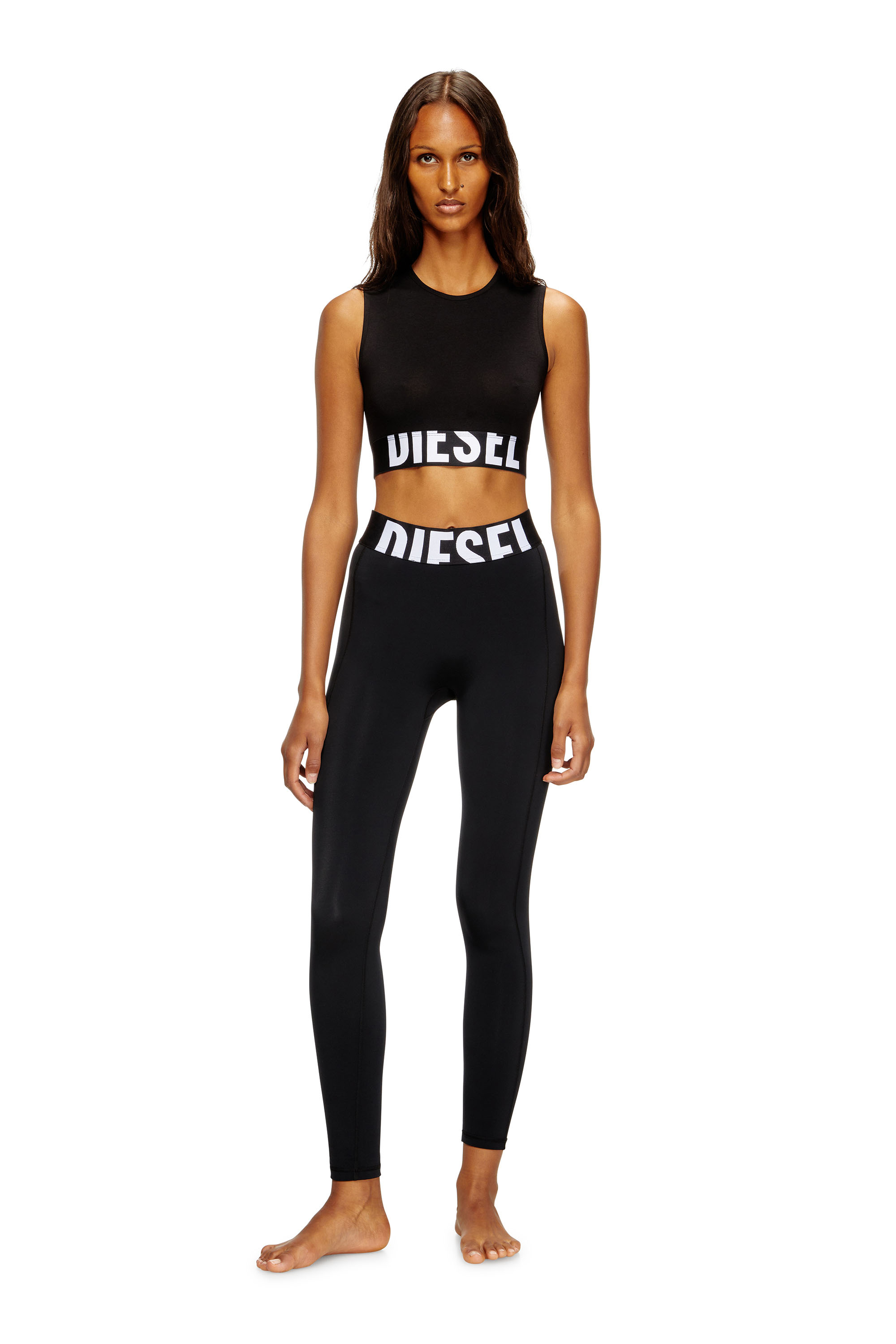 Diesel - ADA-D-POP, Crop top con logo tagliato Donna in Nero - 2