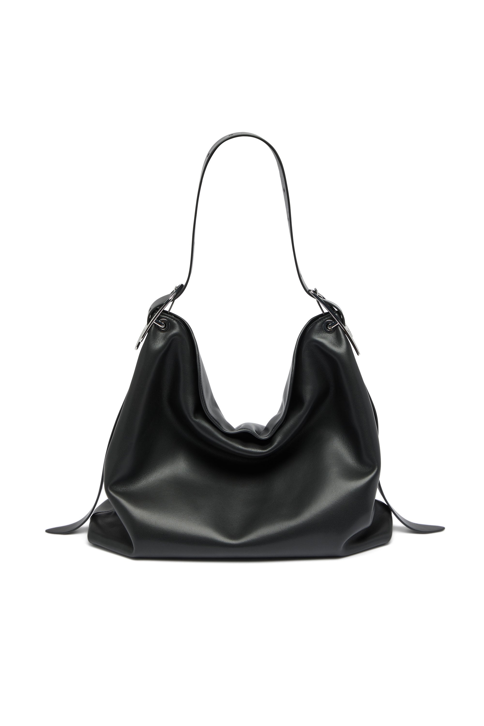 Diesel - D-LINE HOBO L, D-Line-Borsa hobo in pelle Donna in Nero - 1