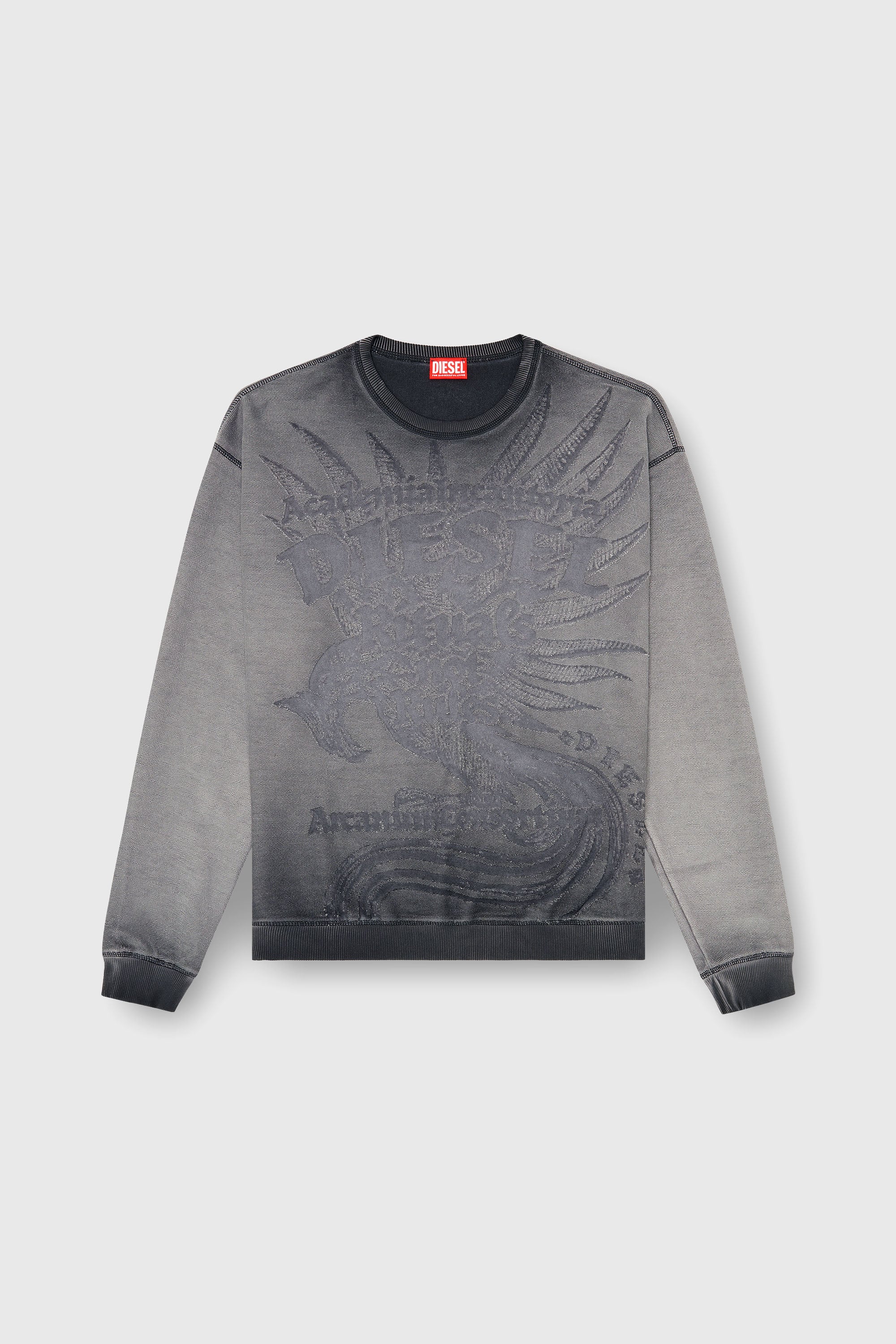Diesel - S-ARON-RAW, Felpa con stampa d&eacute;vor&eacute; Uomo in Grigio - 2