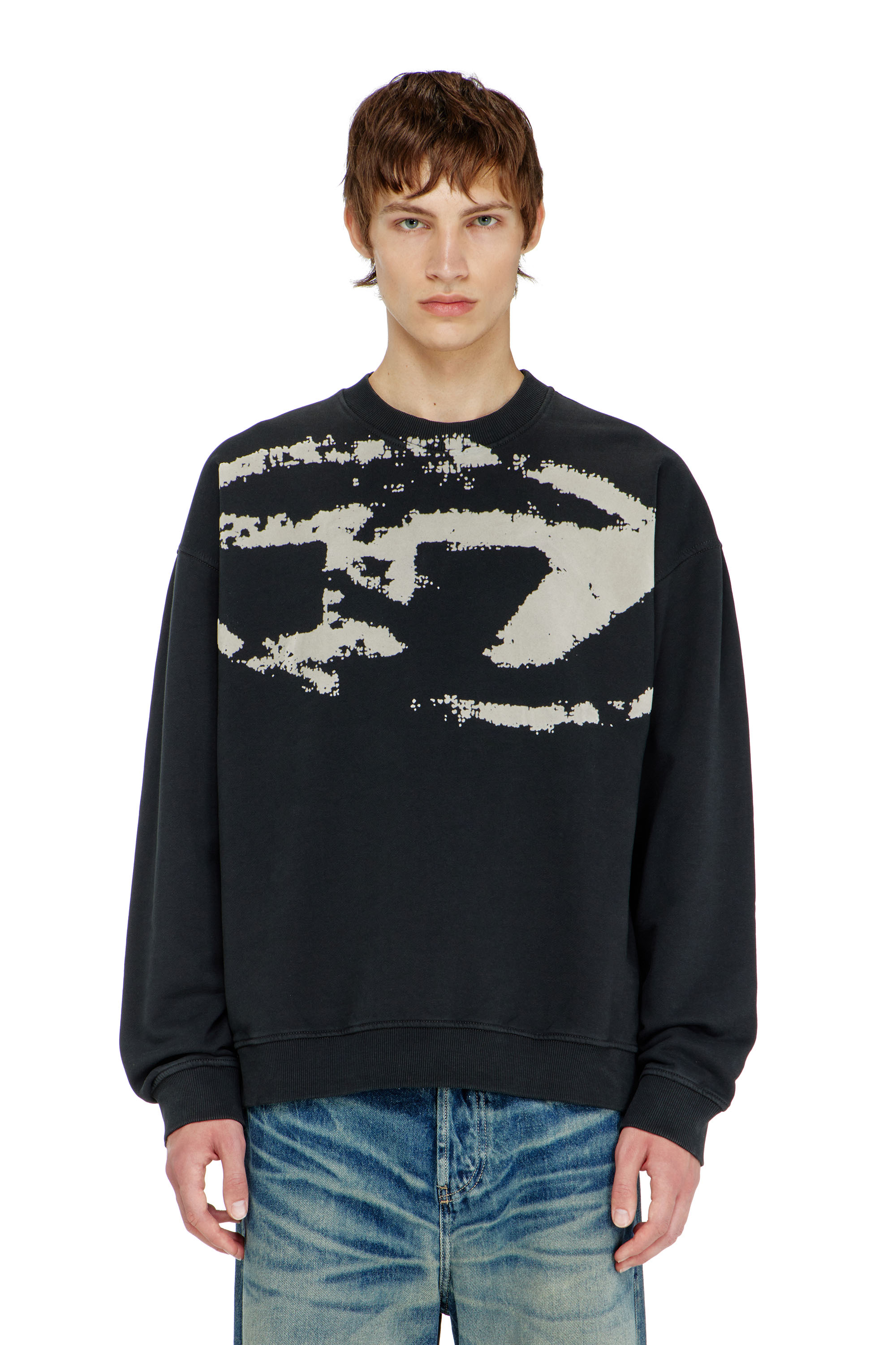 Diesel - S-BOXT-N5, Felpa in cotone con logo Oval D floccato Uomo in ToBeDefined - 5