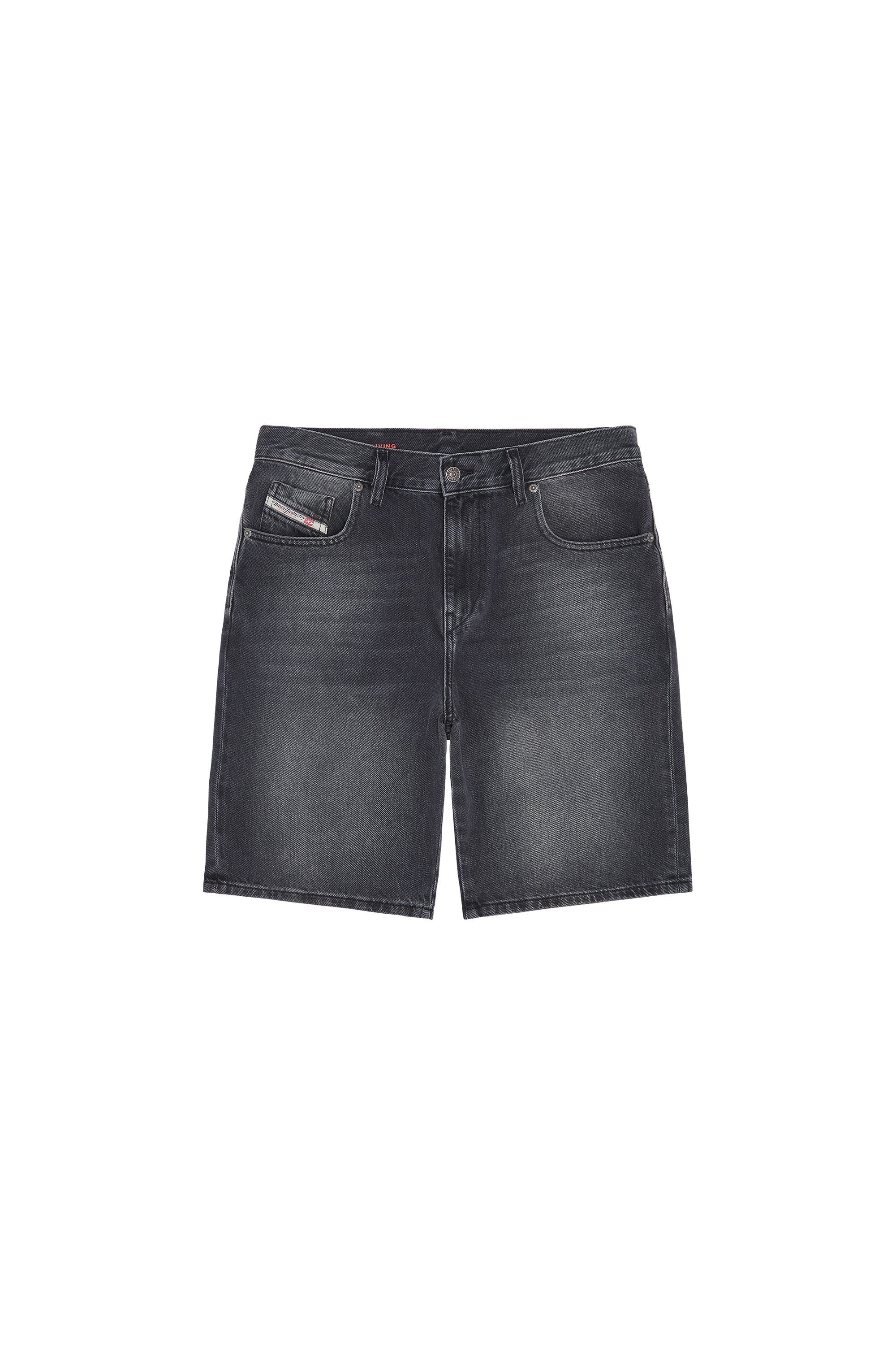 diesel black denim shorts