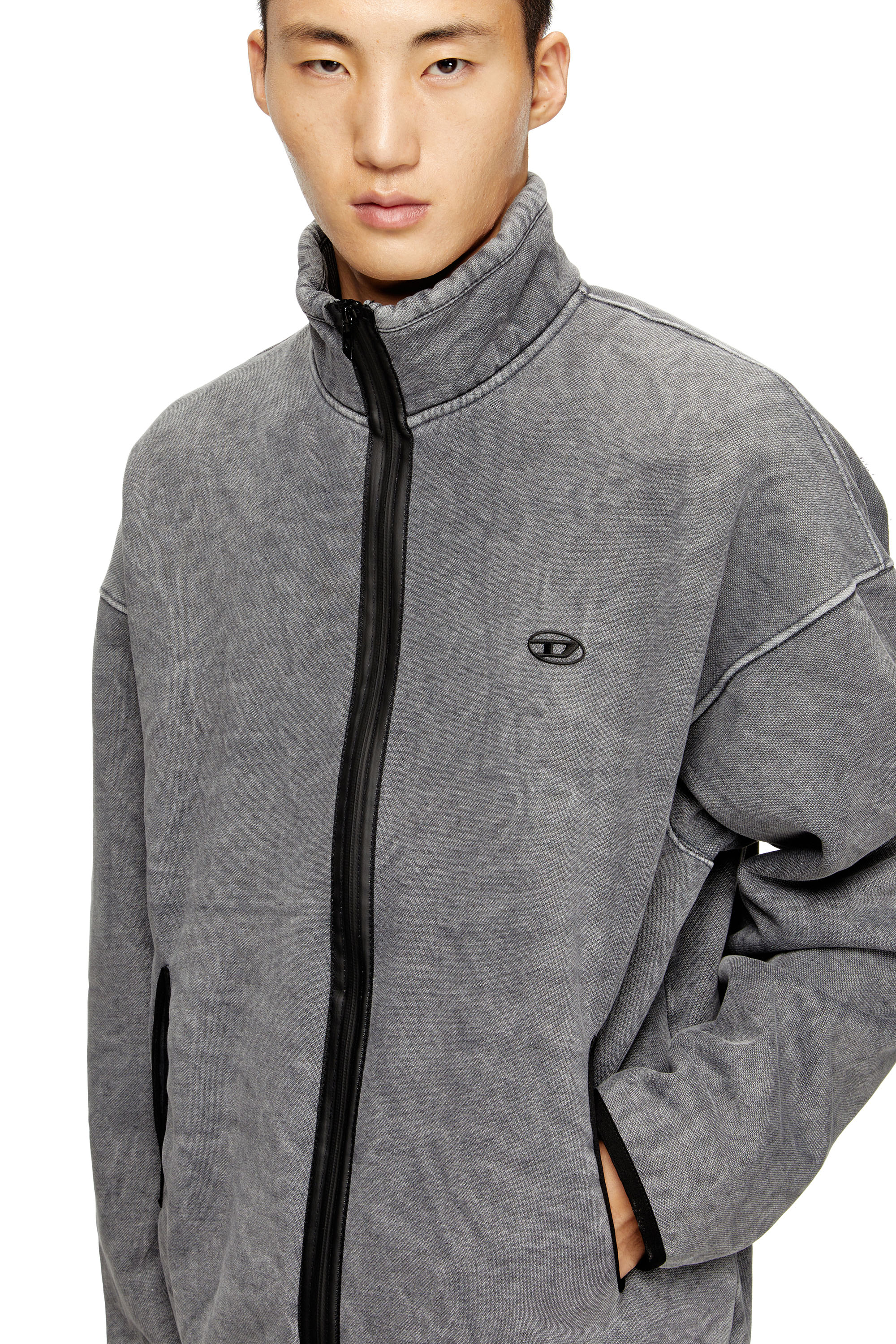 Diesel - S-BATY-NEW, Felpa con chiusura a zip e rivestimento interno Uomo in Grigio - 5