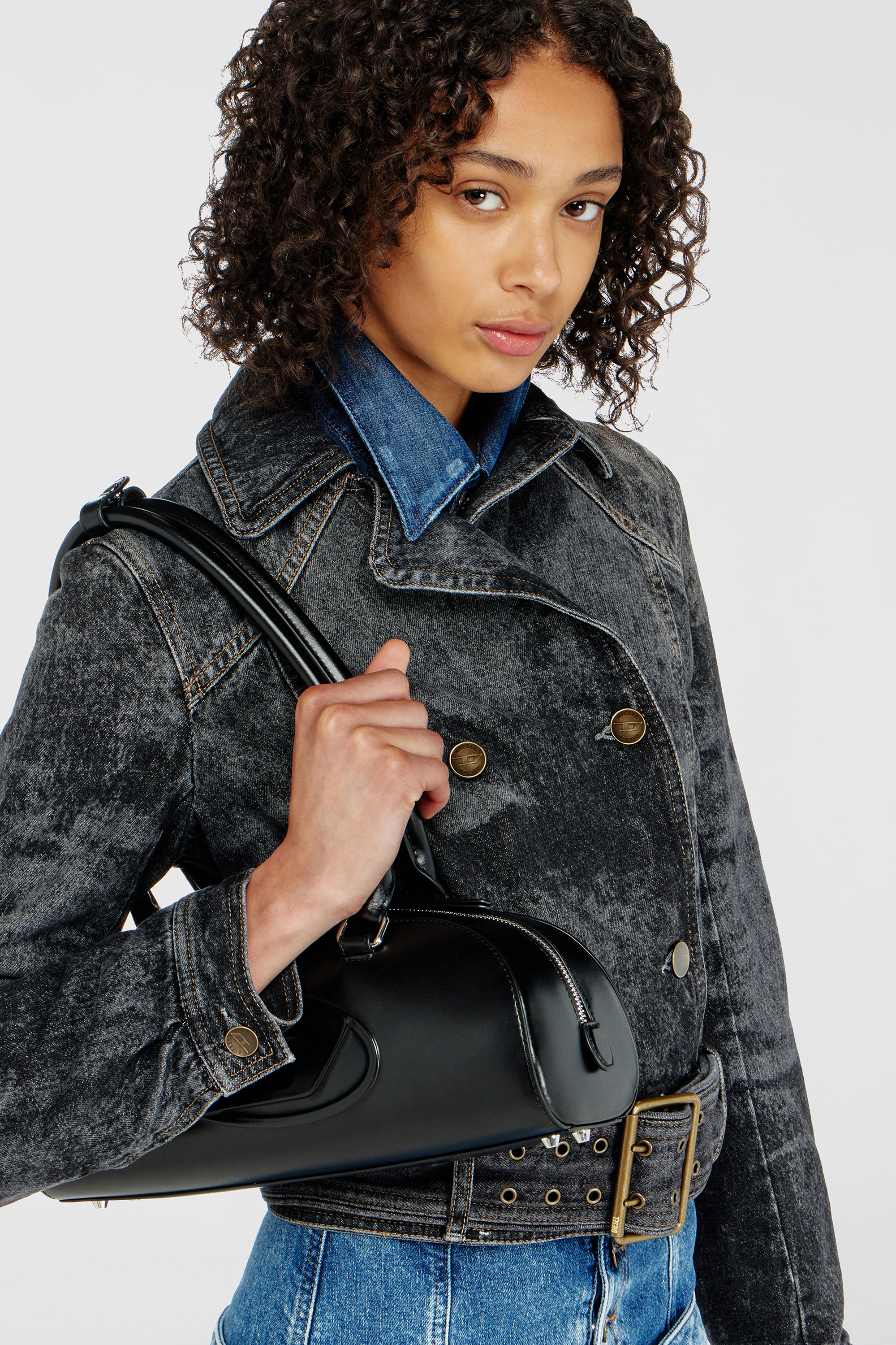 Diesel - DE-LEGEND-S, Giacca cropped in denim con cintura Donna in Nero - 5