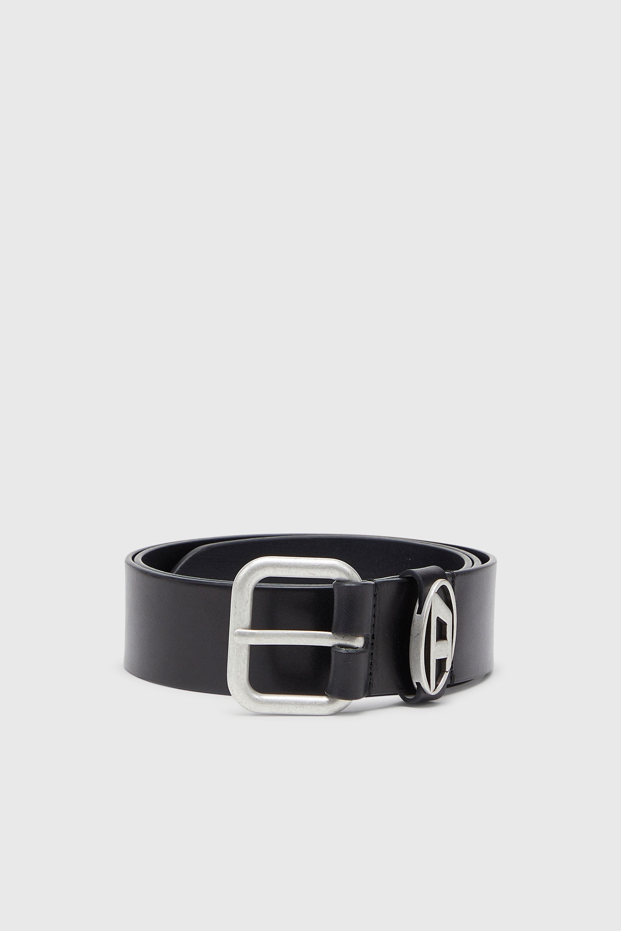 Diesel - B-1DR OVAL D LOOP, Cintura 4 cm in pelle opaca con fibbia metallica Unisex in Nero - 1