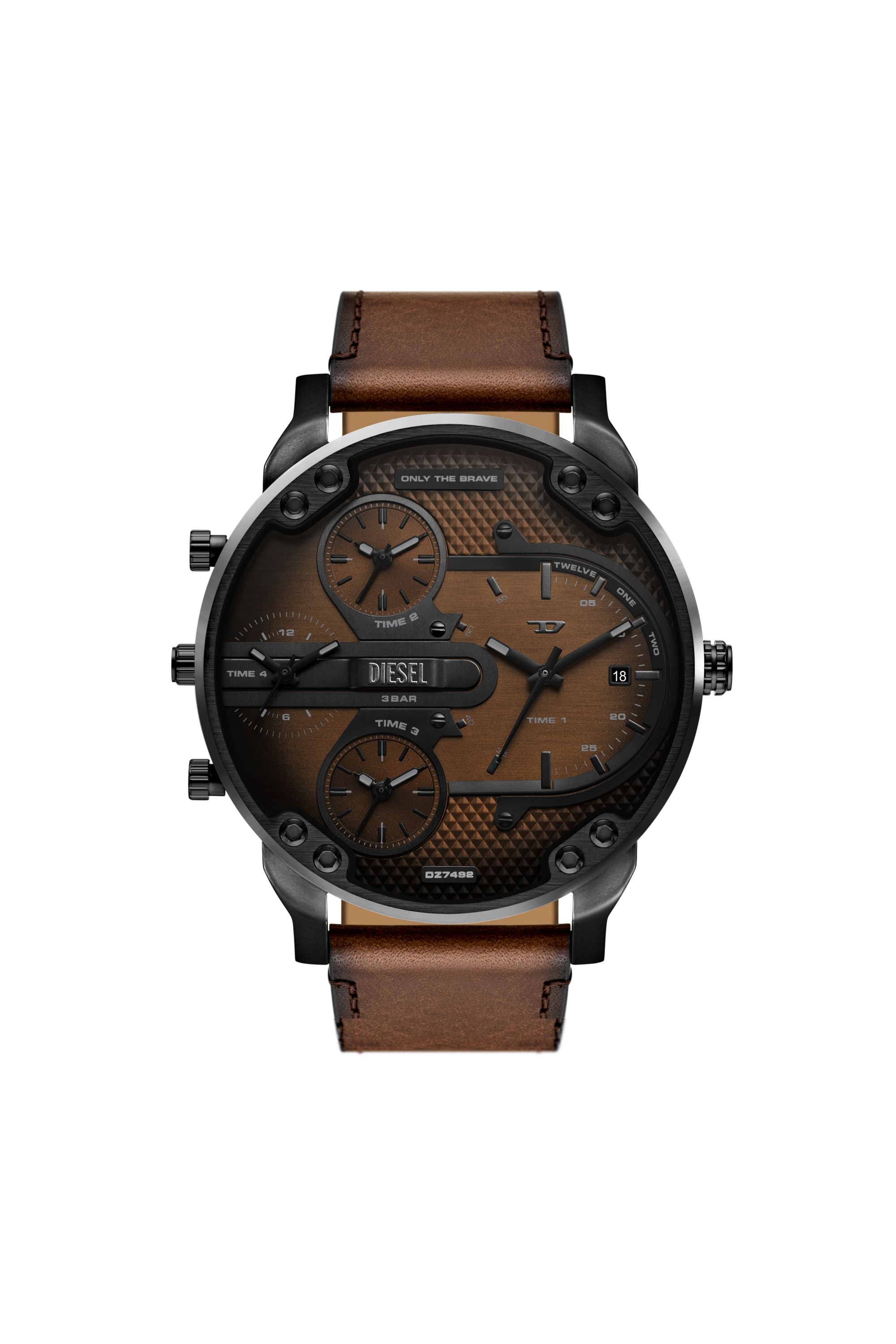 Diesel - DZ7492 WATCH, Orologio Mega Chief Slim in pelle marrone Uomo in Marrone - 1