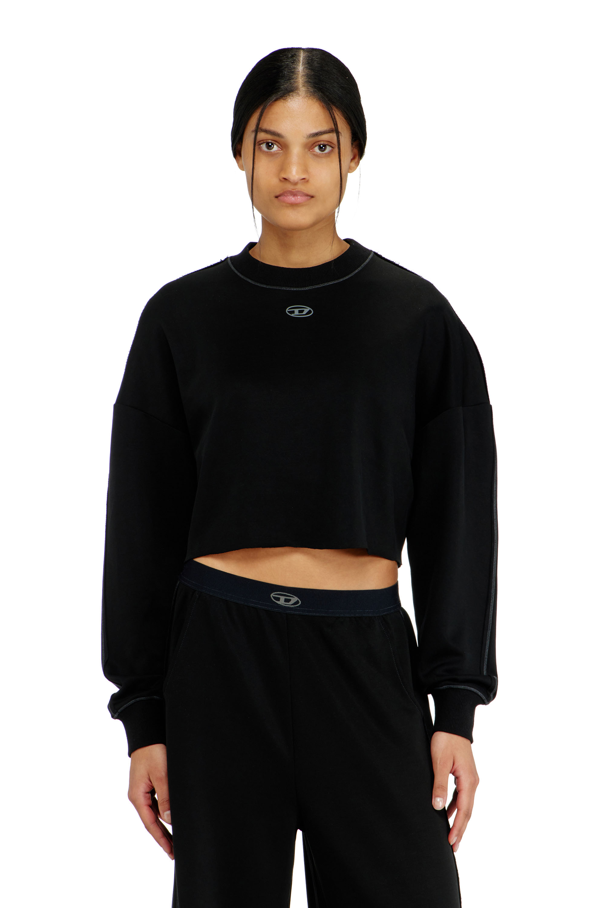 Diesel - BLAKE-UTLT, Crop top in scuba leggero stretch Donna in Nero - 1