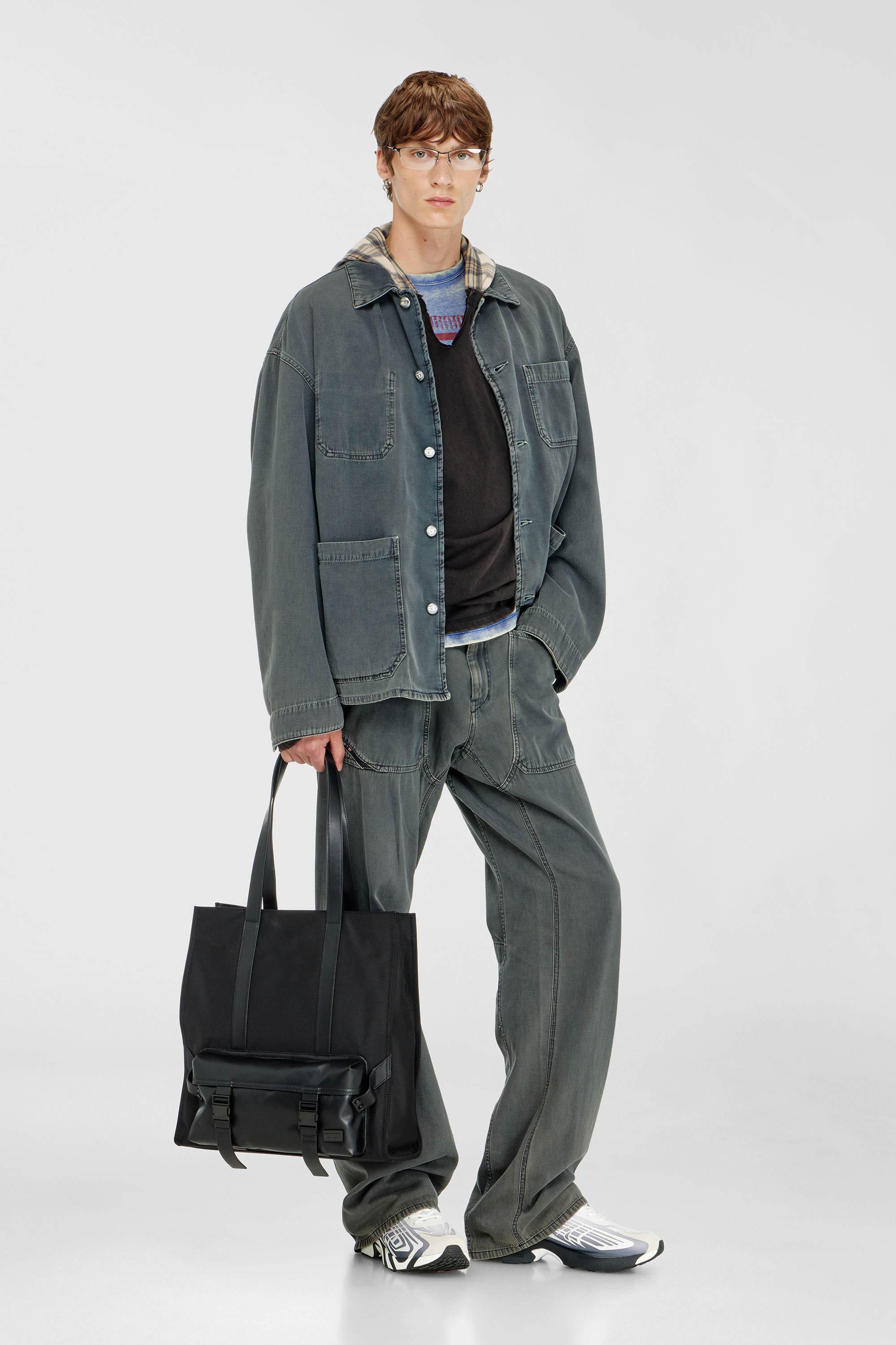 Diesel - D-STACK-U, Giacca utility in denim colorato Unisex in Grigio - 1