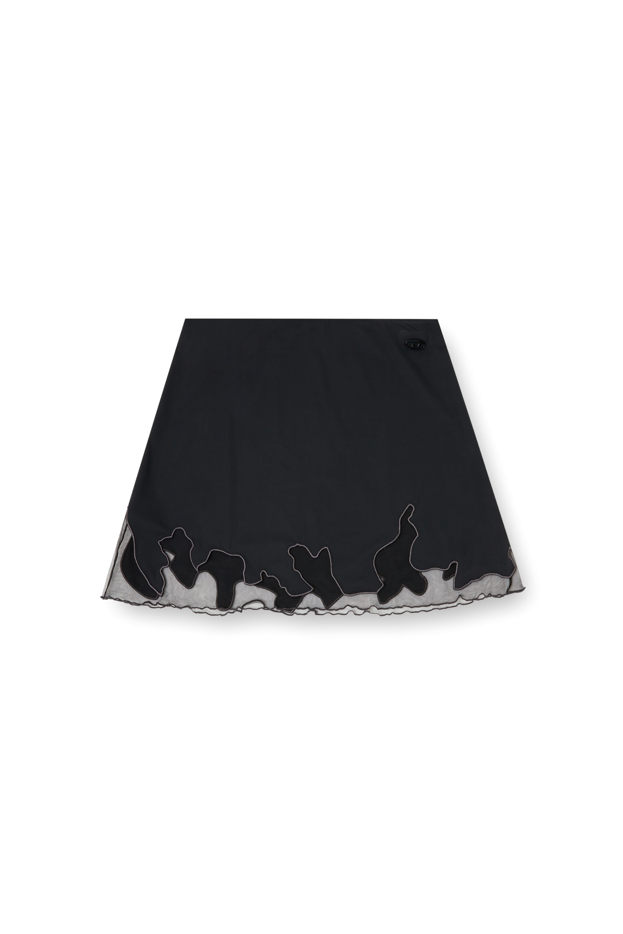 Diesel - O-LANE-R1, Minigonna in nylon e inserto in tulle Donna in Nero - 3