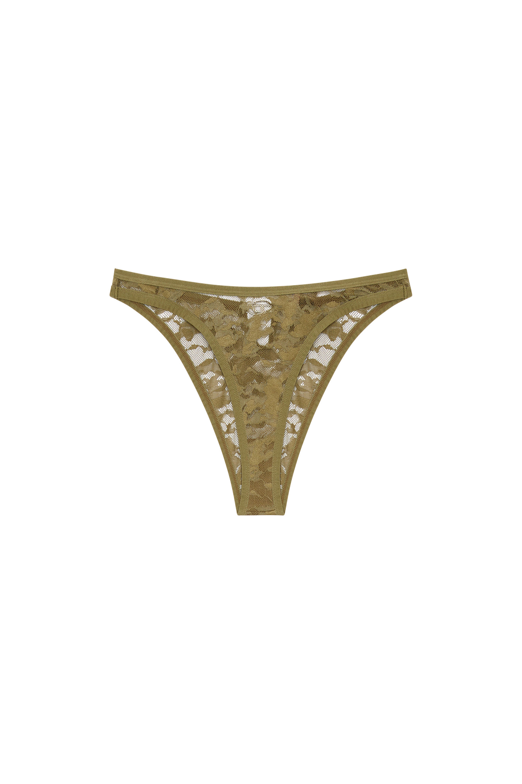 Diesel - UFPN-D-OVAL-PUNCHY-BRIEF, Slip in pizzo camouflage con placca Oval D Donna in Verde - 4