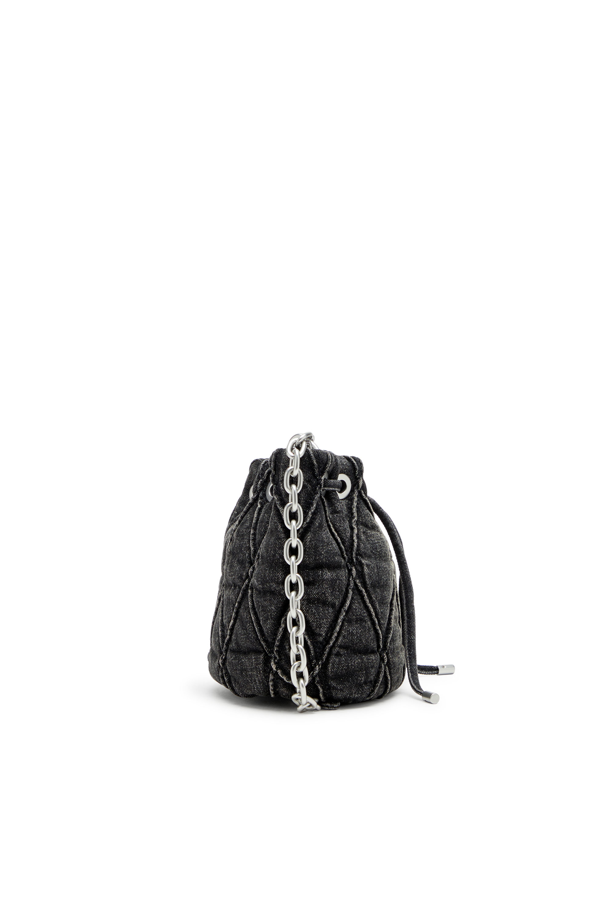 Diesel - CHARM-D BUCKET S, Borsa bucket in denim trapuntato e trattato Donna in Nero - 3