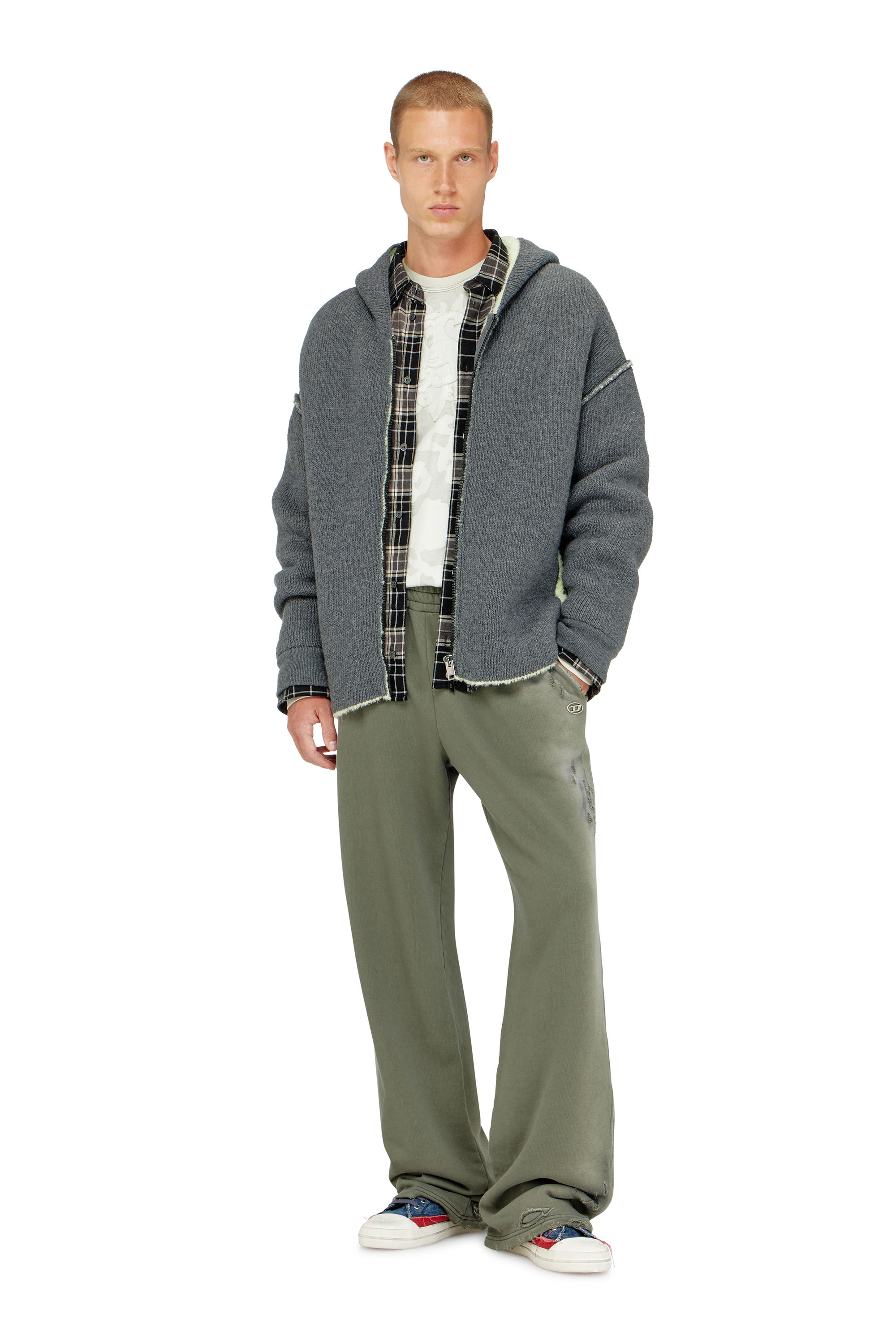 Diesel - K-BOUBBY, Hoodie con zip in maglia a doppia texture Uomo in ToBeDefined - 1