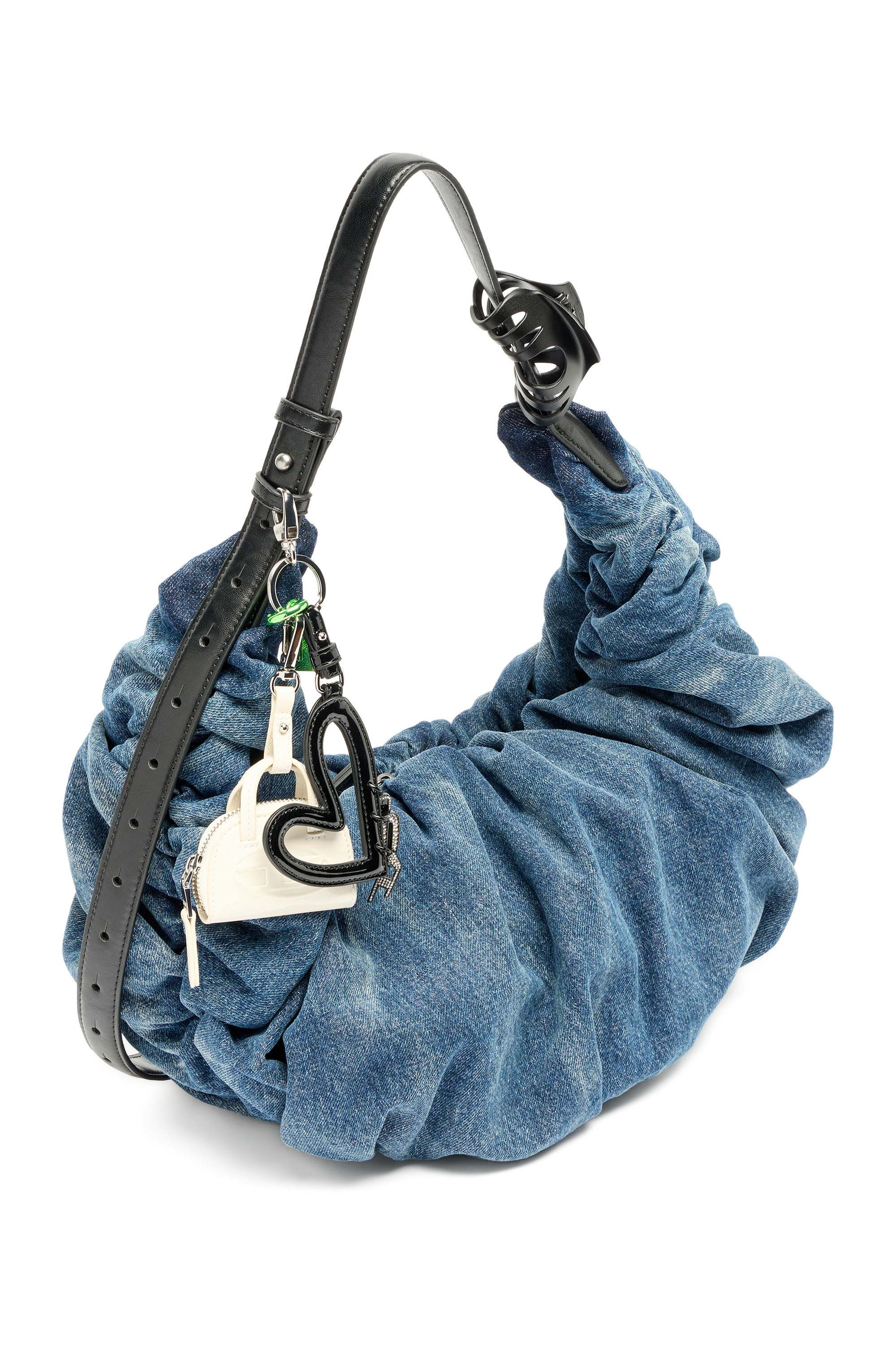 Diesel - GRAB-D HOBO L, Grab-D-Borsa hobo piccola in denim scrunched trattato Donna in Blu - 2